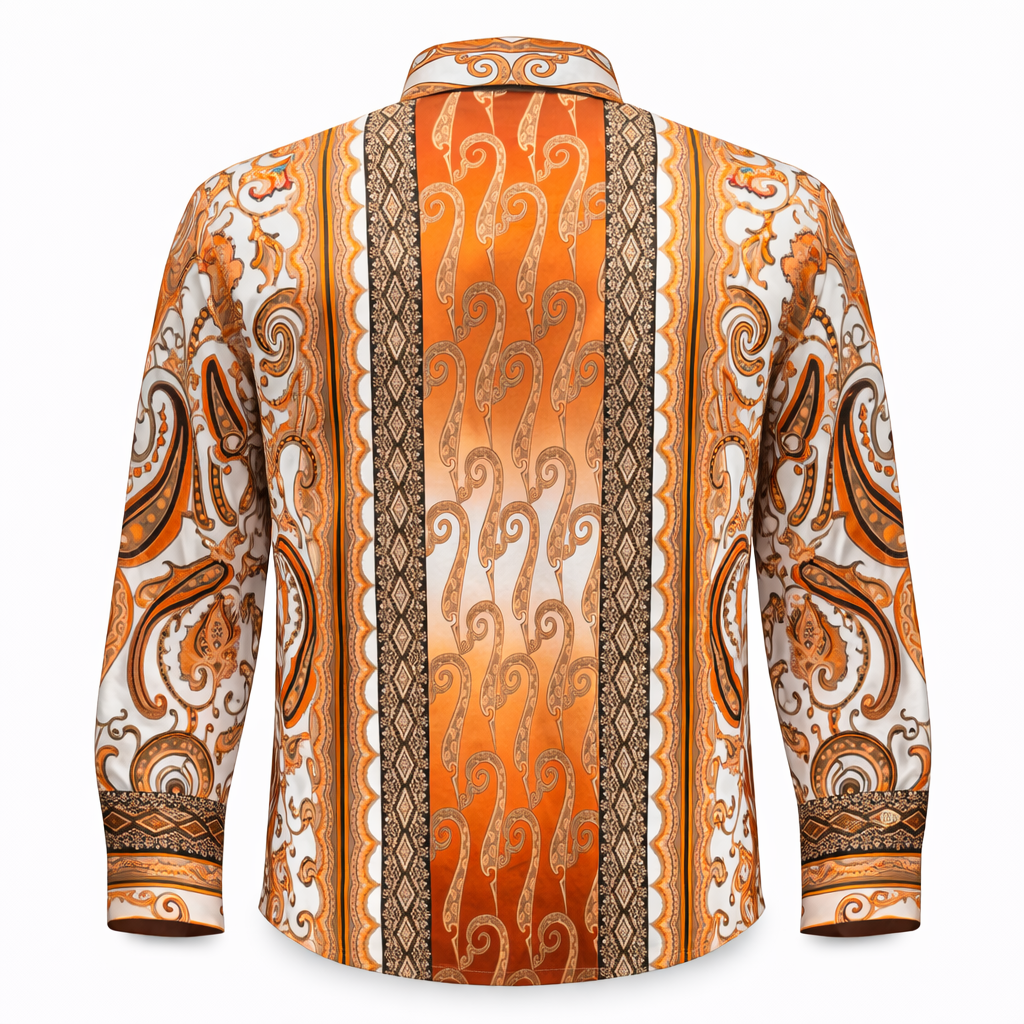 Prestige Men’s Multicolor Luxury Cotton Long Sleeve Button-Up Shirt – Rust 401