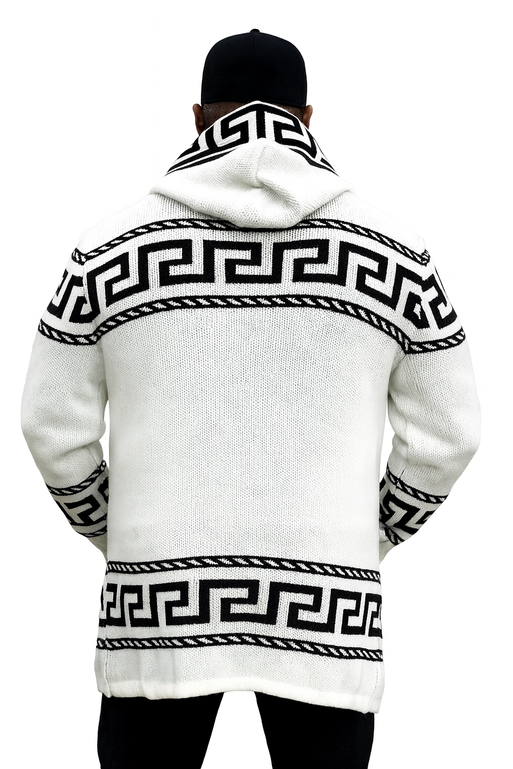 OIM "King" Cardigan 3/4 Length Sweater Jacket (White)
