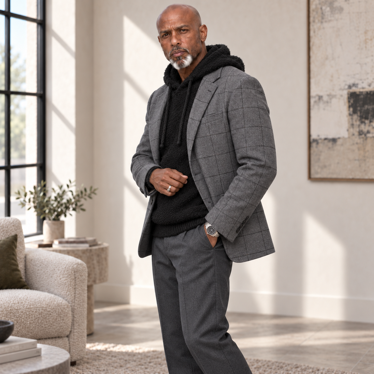 OIM Men’s Signature Textured Pullover Hoodie - Black