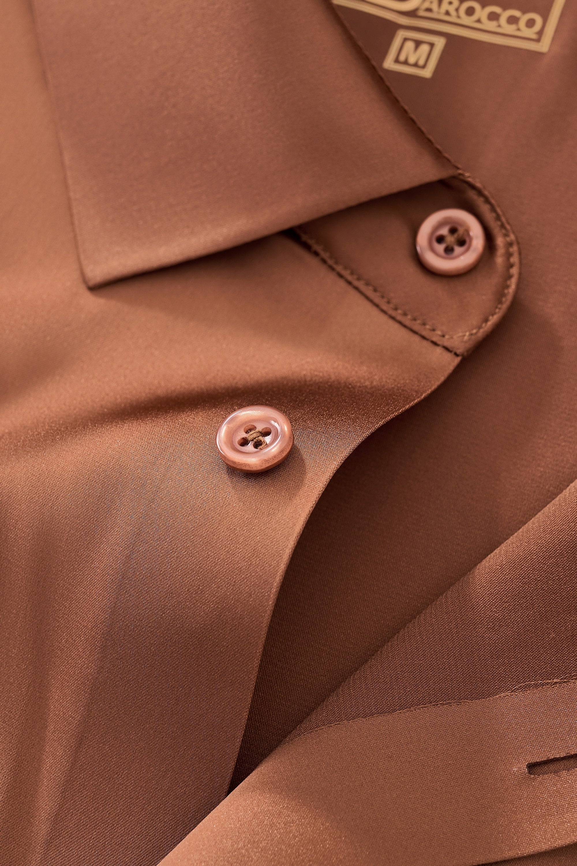 SIGNATURE SATIN STITCHLESS LS Shirt COFFEE