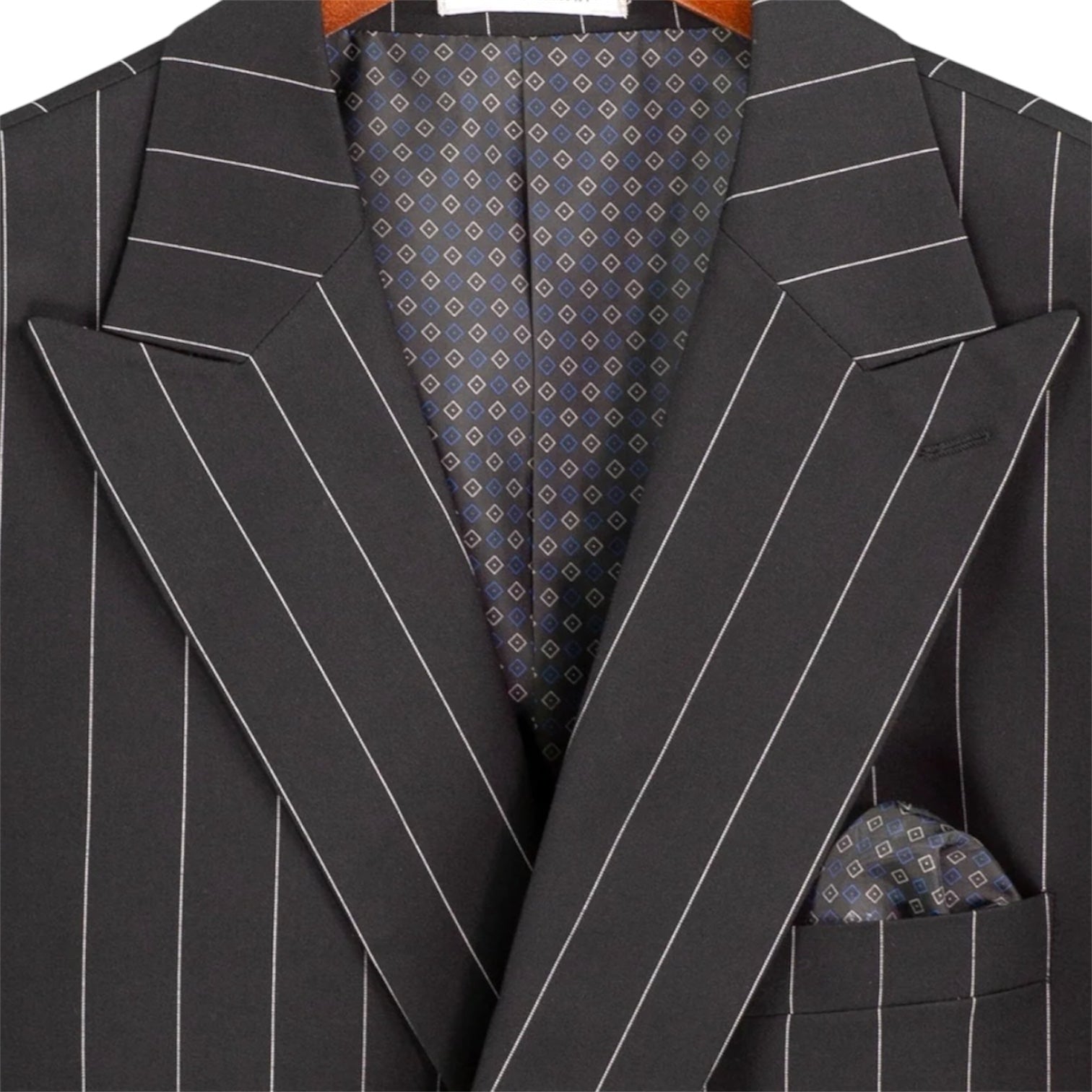 Men’s Regular Fit Double Breasted Pinstripe Suit – Black - DSS-5