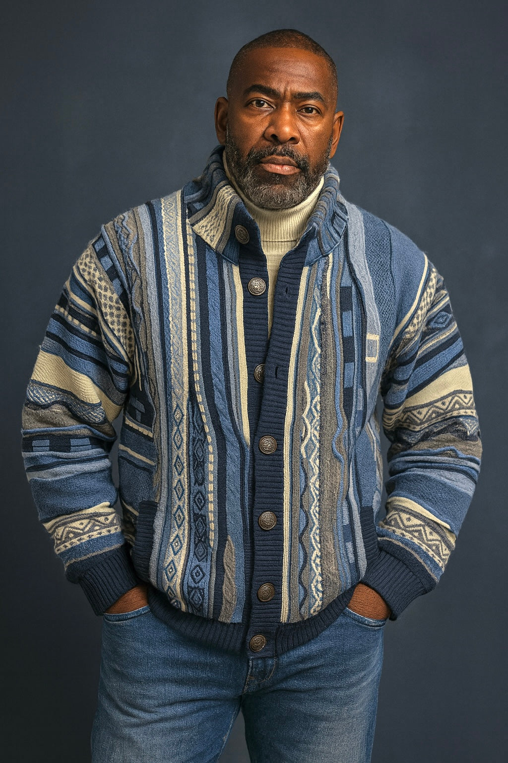 Siversilk Button Down Sweater (Blue) 12014