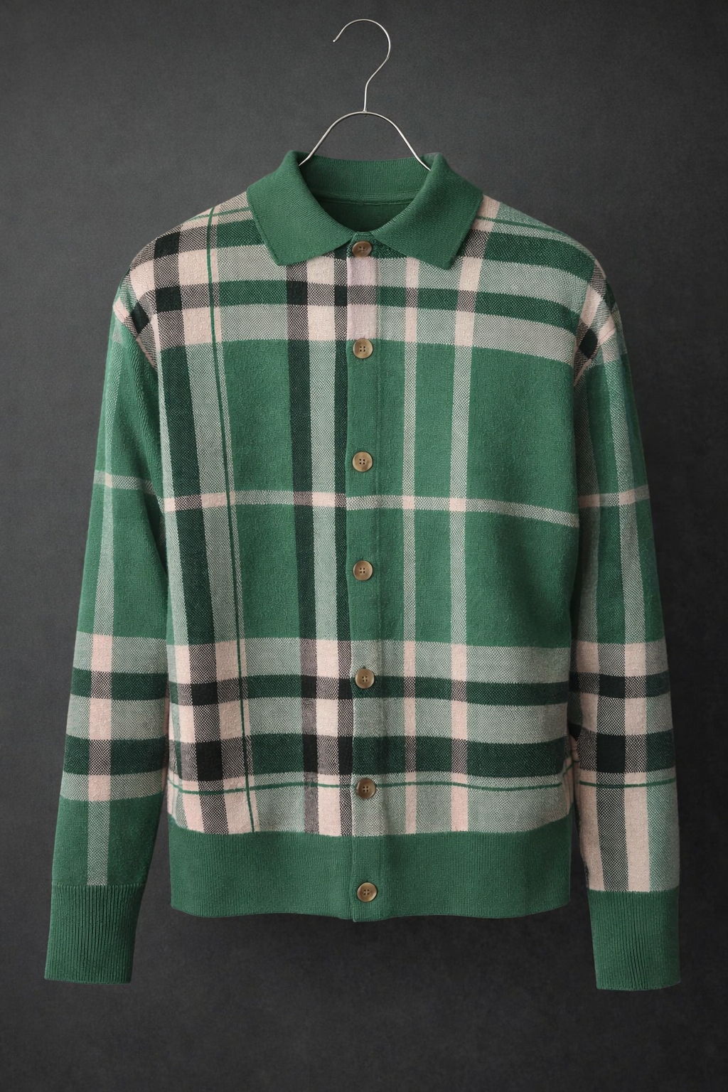 Lanzino Men’s Knit Button-Up Sweater – Green