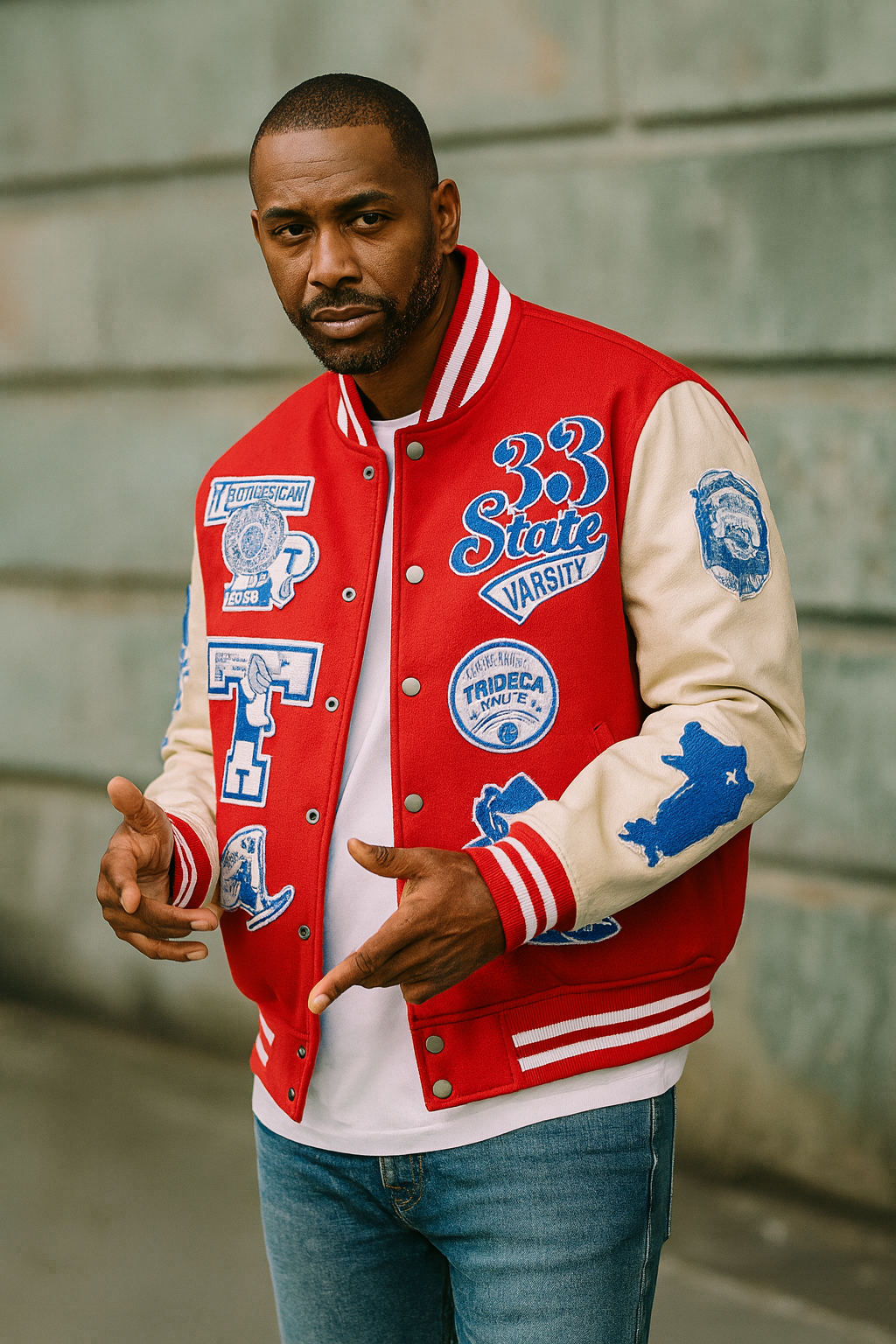 Jordan Craig Wool Bomber Jacket (Red)