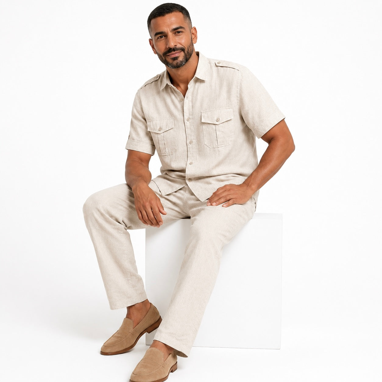 Inserch Military Linen Shirt (Oatmeal)