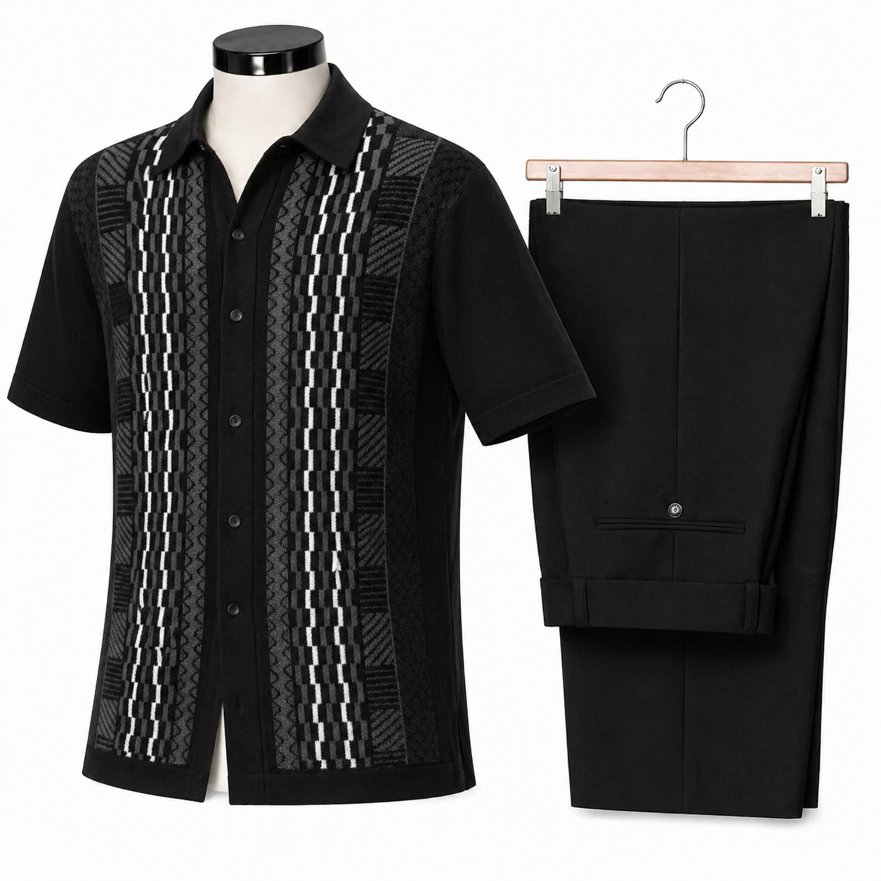Silversilk Men’s 2-Piece Walking Suit – Knit Set – Black 21015