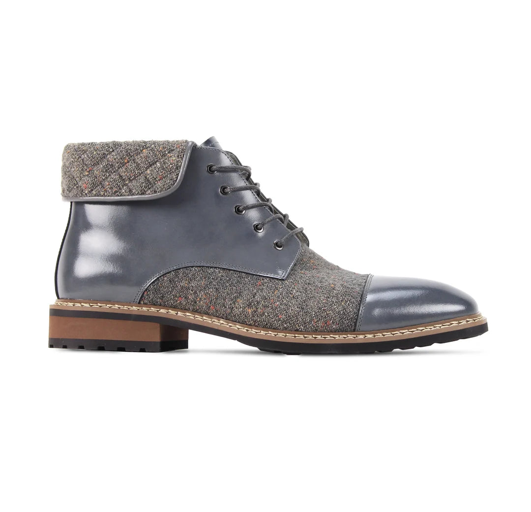Giovanni Stuart Textured Cap Toe Leather Boots – Gray