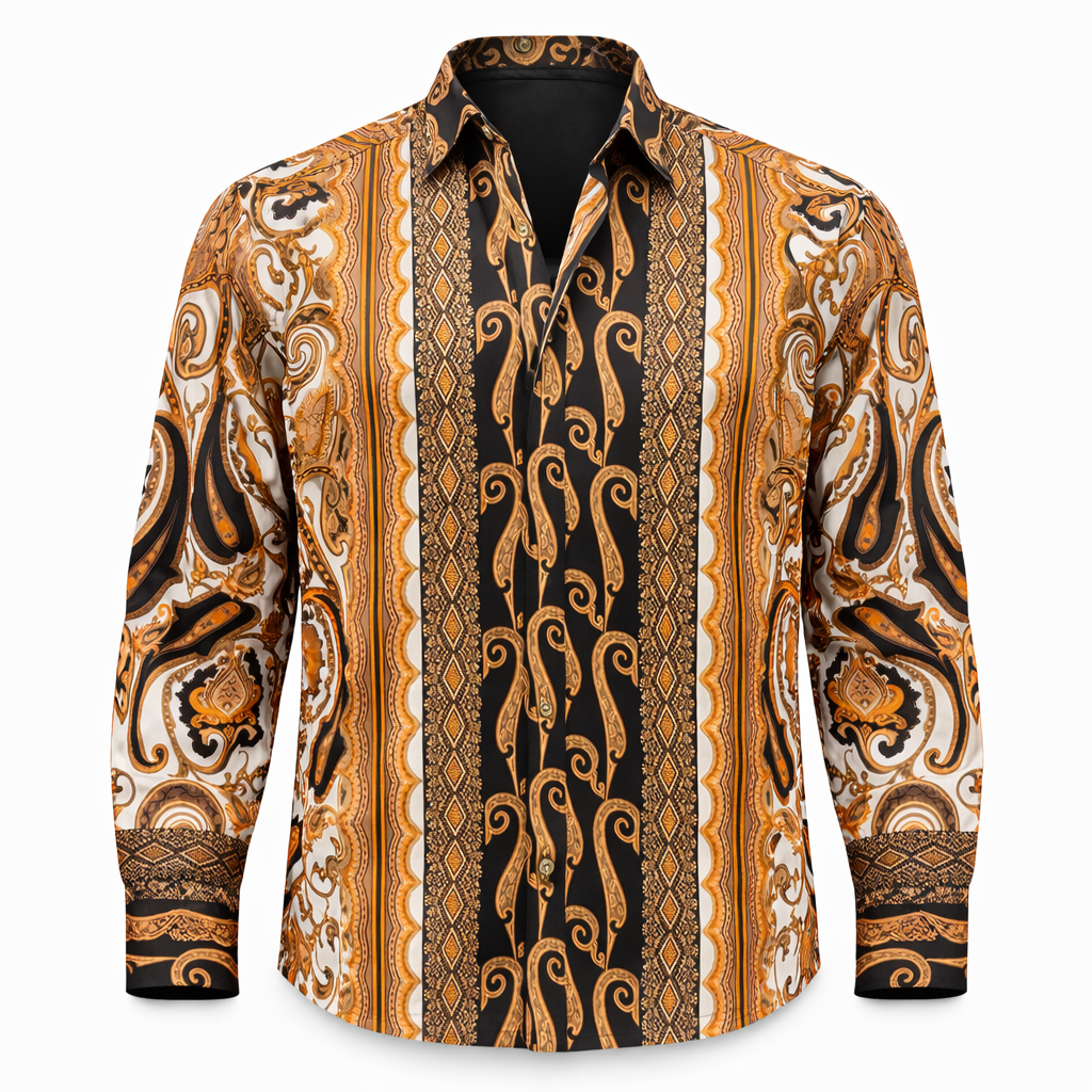 Prestige Men’s Multicolor Luxury Cotton Long Sleeve Button-Up Shirt – Black 401