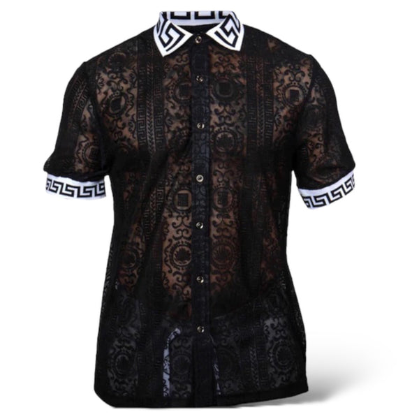 Prestige Lace Greek Key Shirt (Black) 575