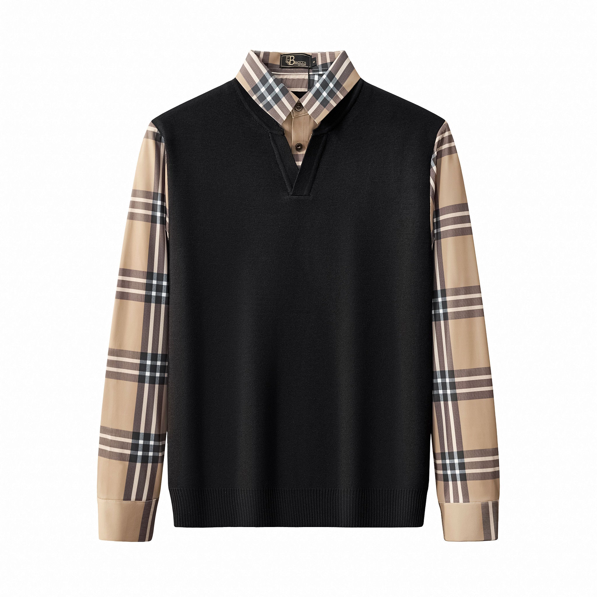 Heritage Plaid Hybrid LS Sweater Shirt BLACK
