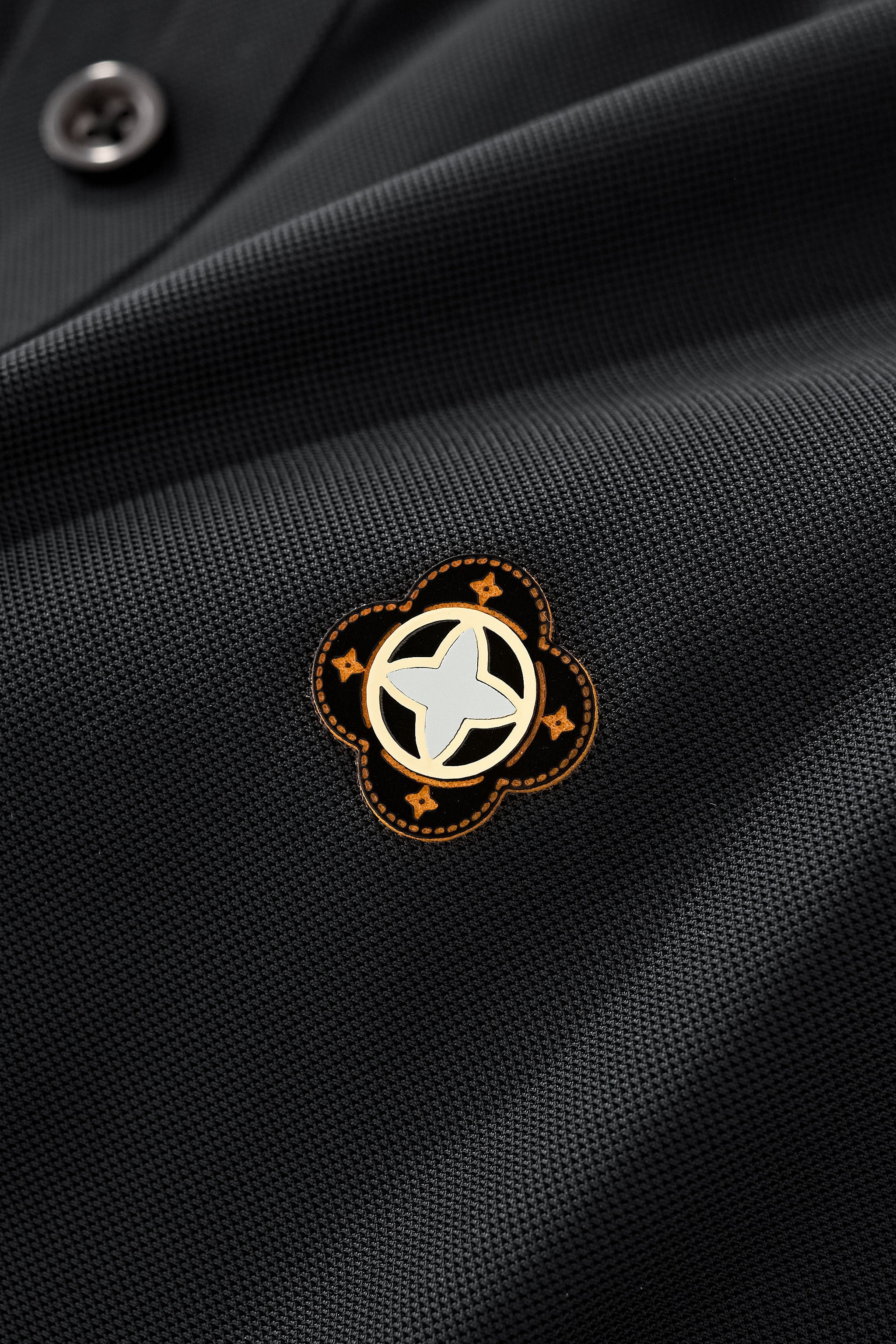 Pattern Trim Performance Polo – El Baron BLACK