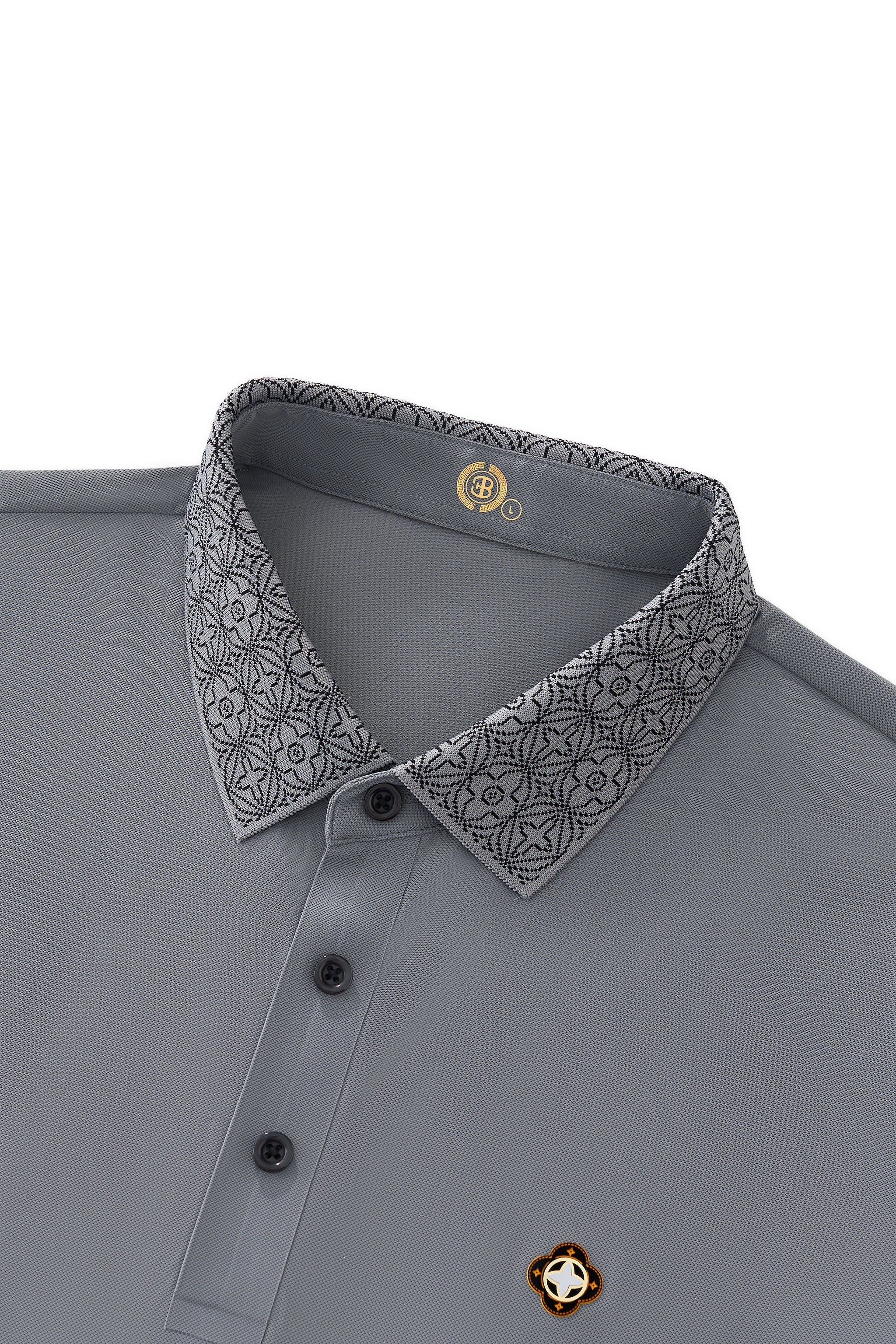 Pattern Trim Performance Polo – El Baron GREY