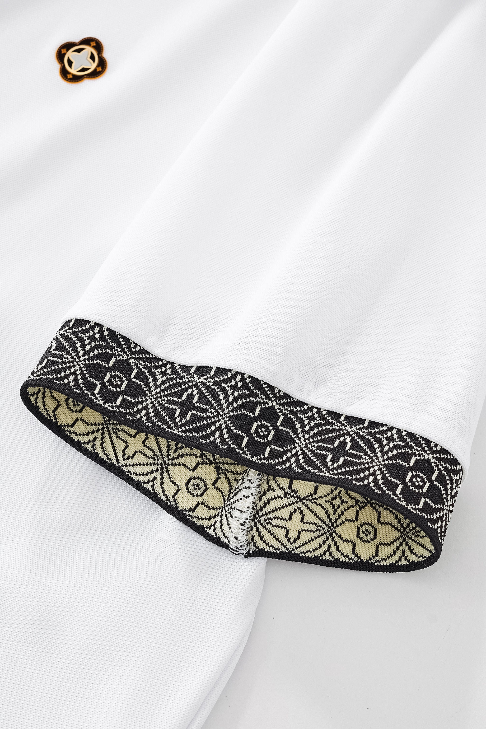 Pattern Trim Performance Polo – El Baron WHITE
