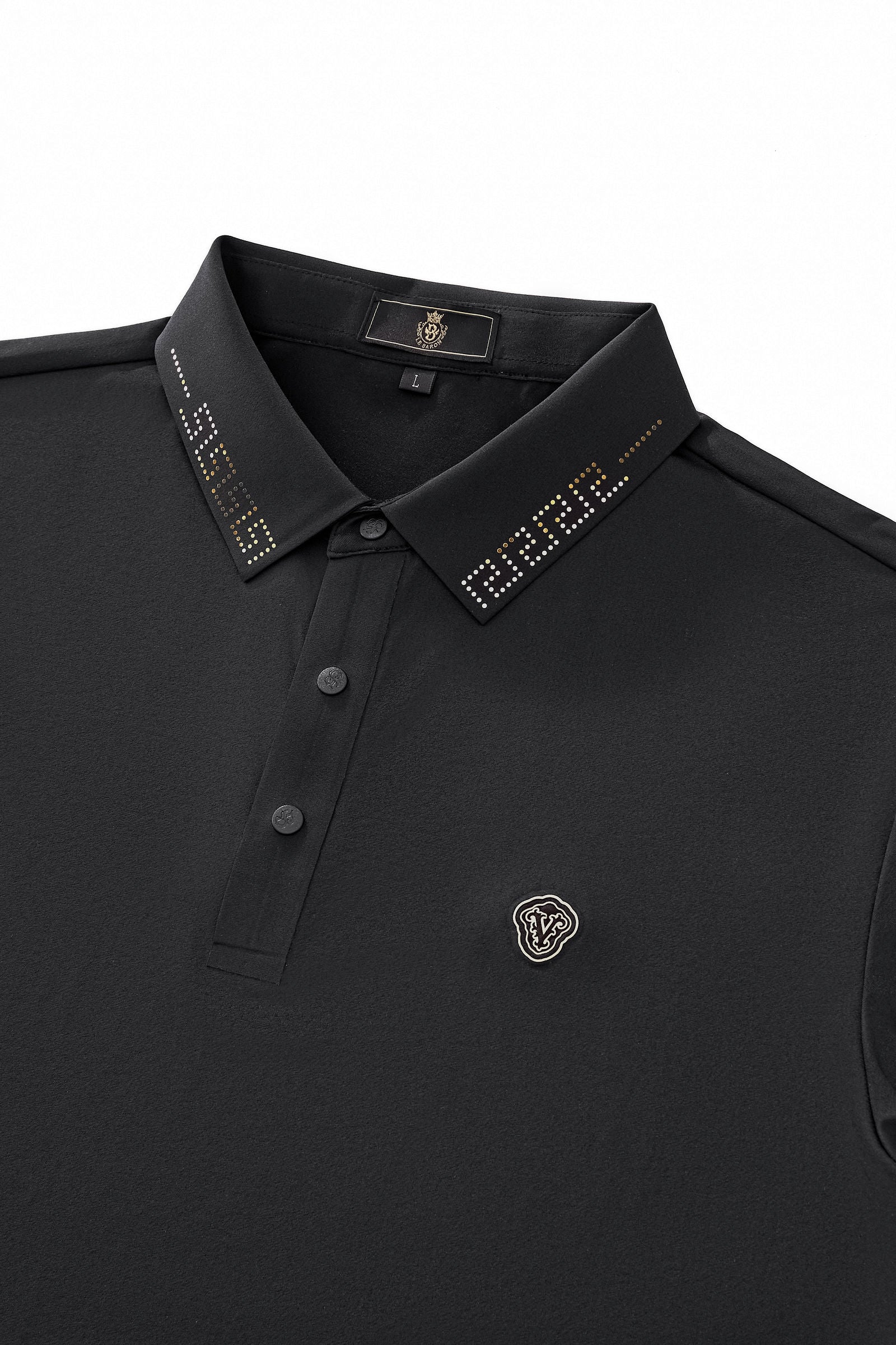 Perforated Collar Performance Polo – El Baron BLACK/GOLD