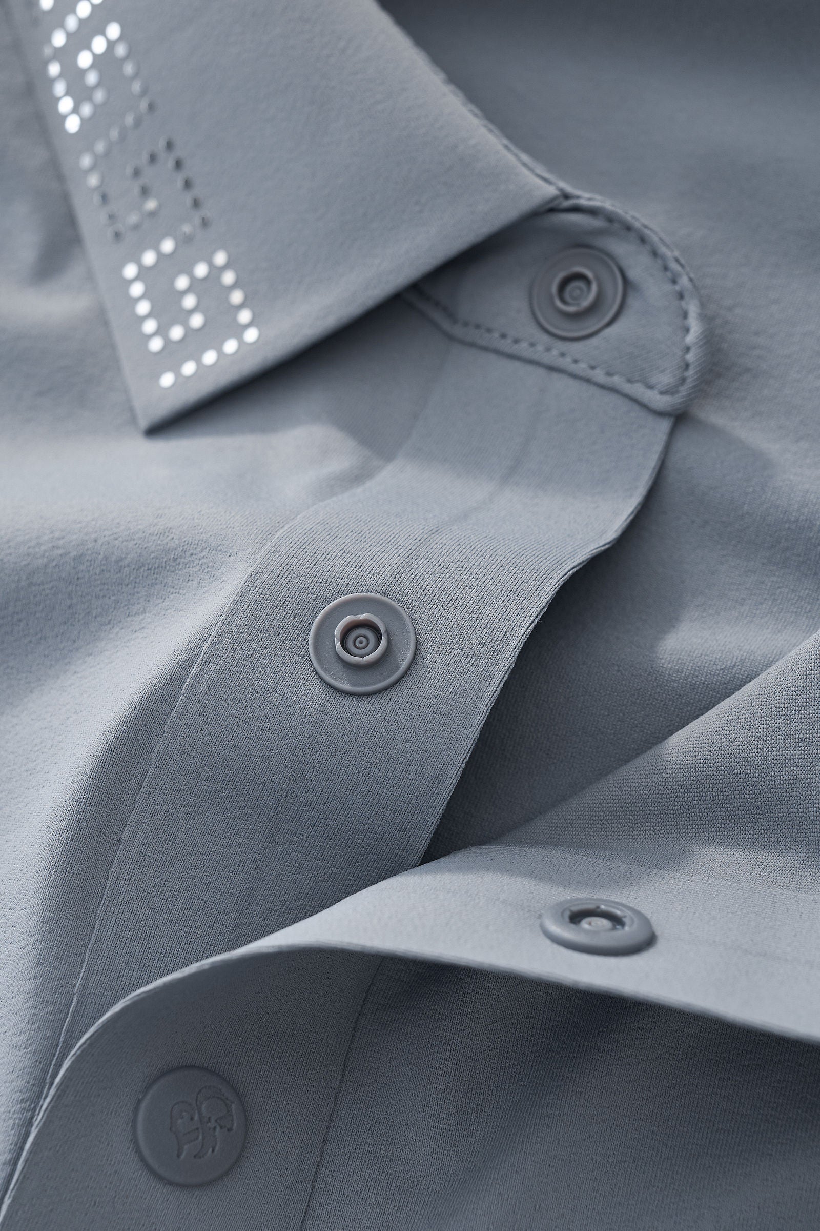 Perforated Collar Performance Polo – El Baron GREY/SILVER