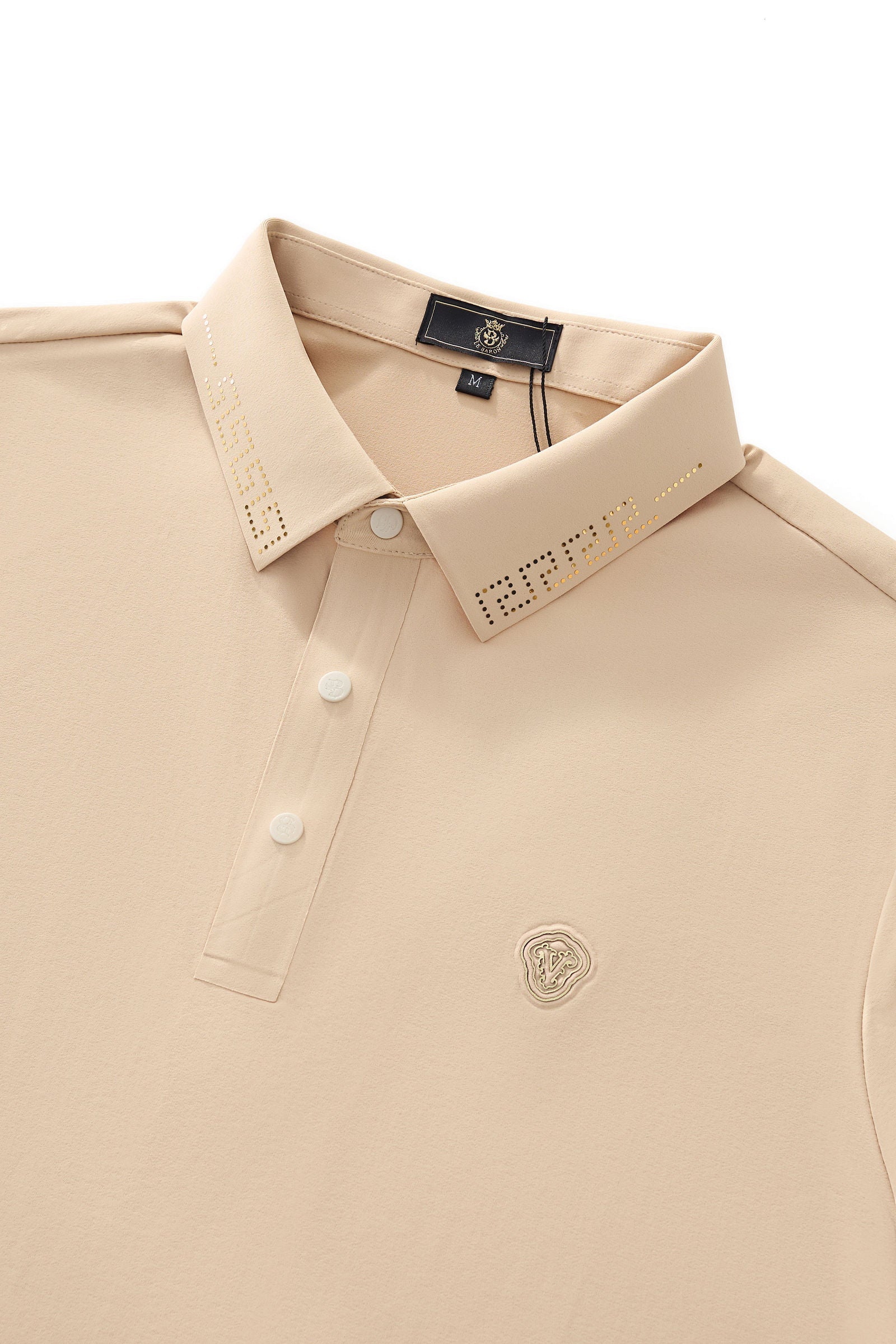 Perforated Collar Performance Polo – El Baron KHAKI/GOLD