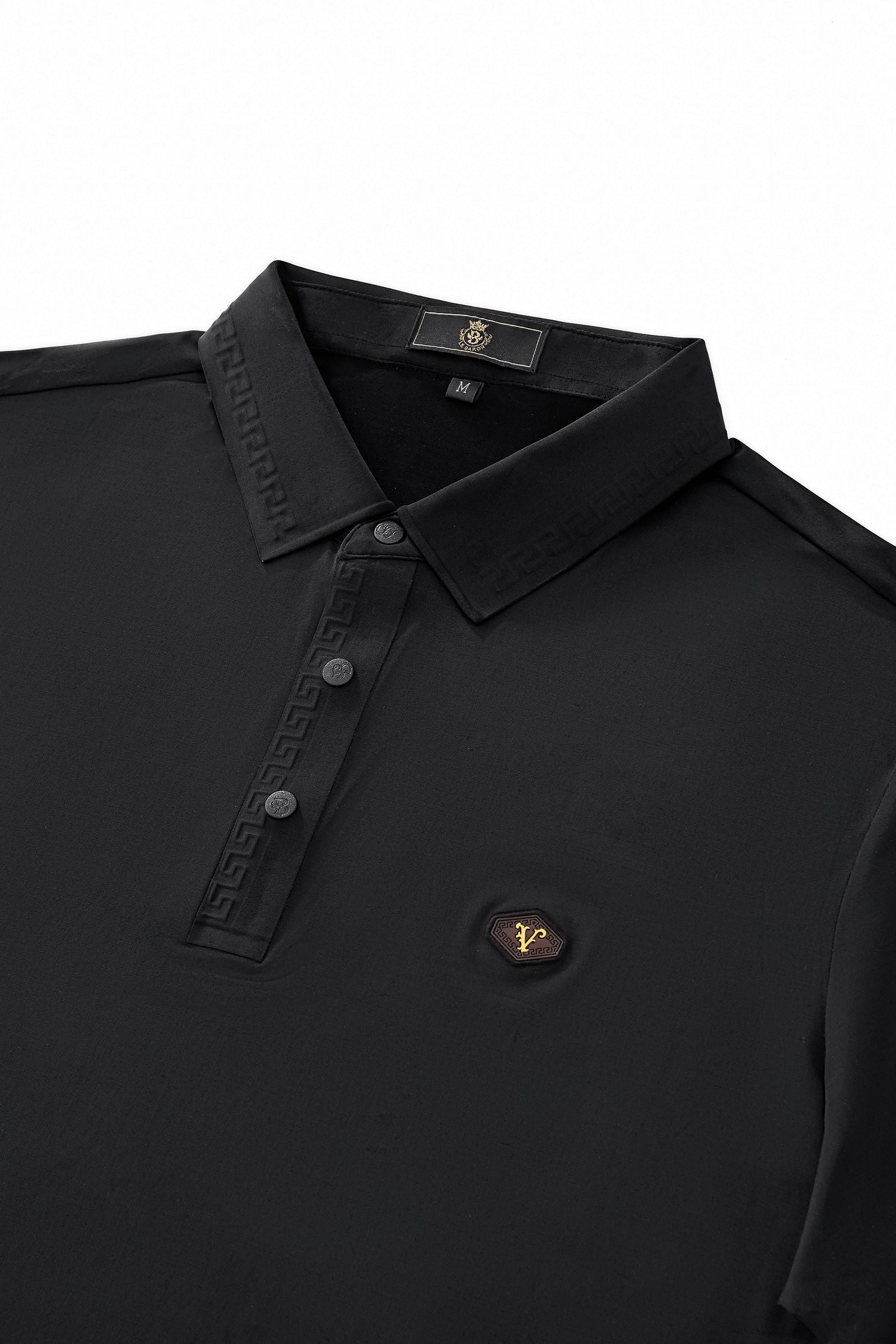 Embossed Placket Performance Polo – El Baron BLACK