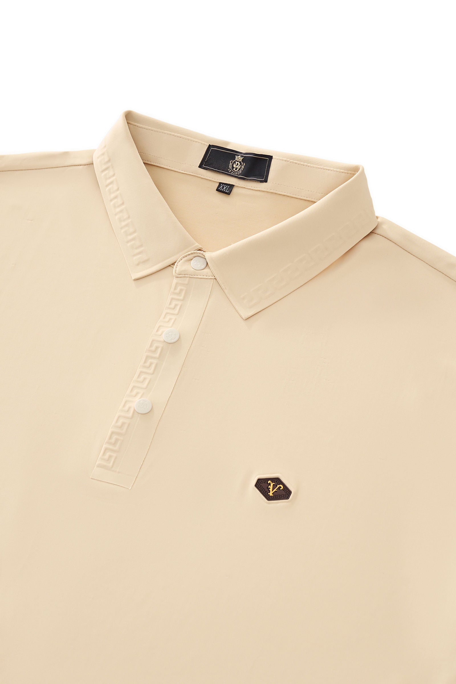 Embossed Placket Performance Polo – El Baron KHAKI