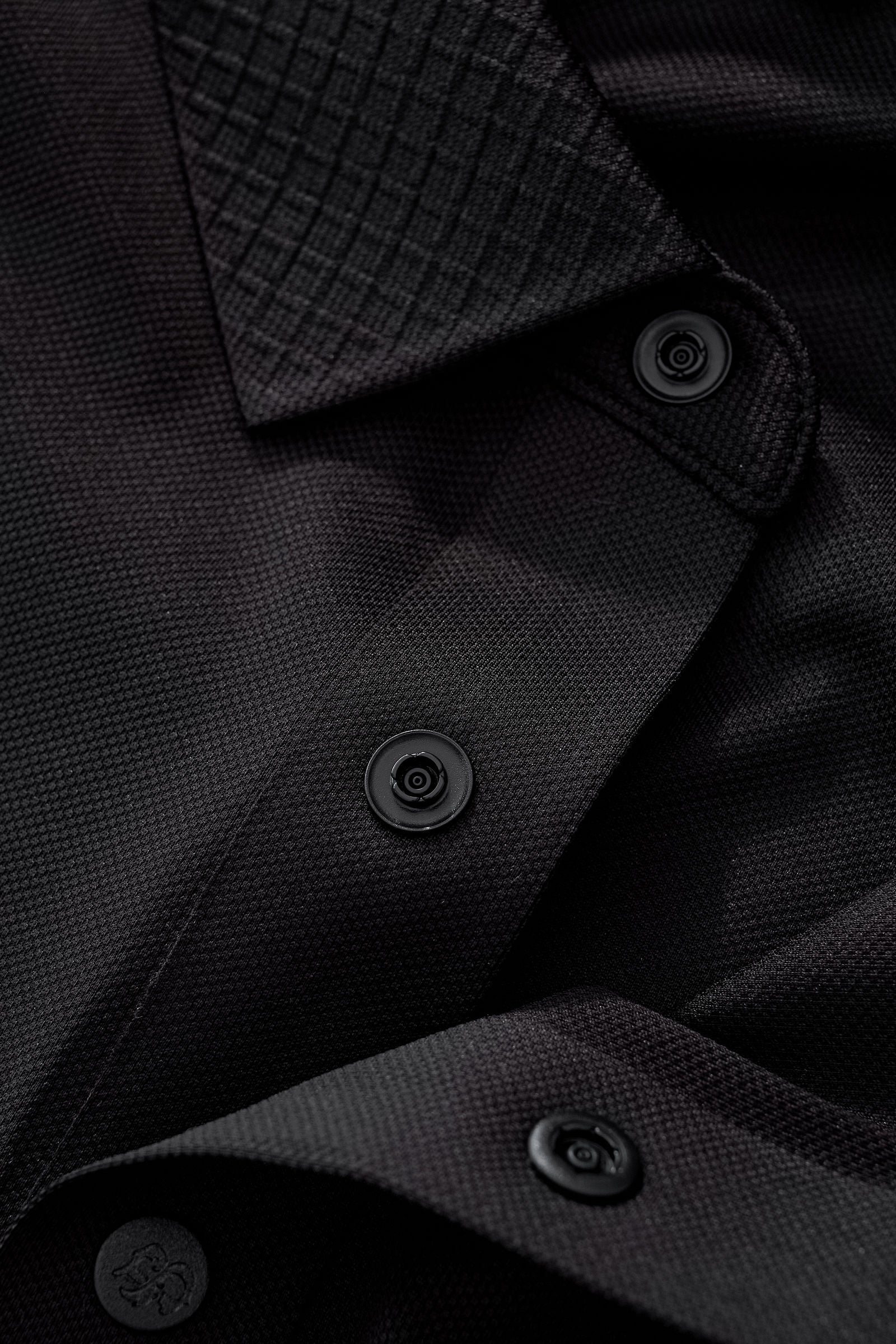 Textured Collar Performance Polo – El Baron BLACK