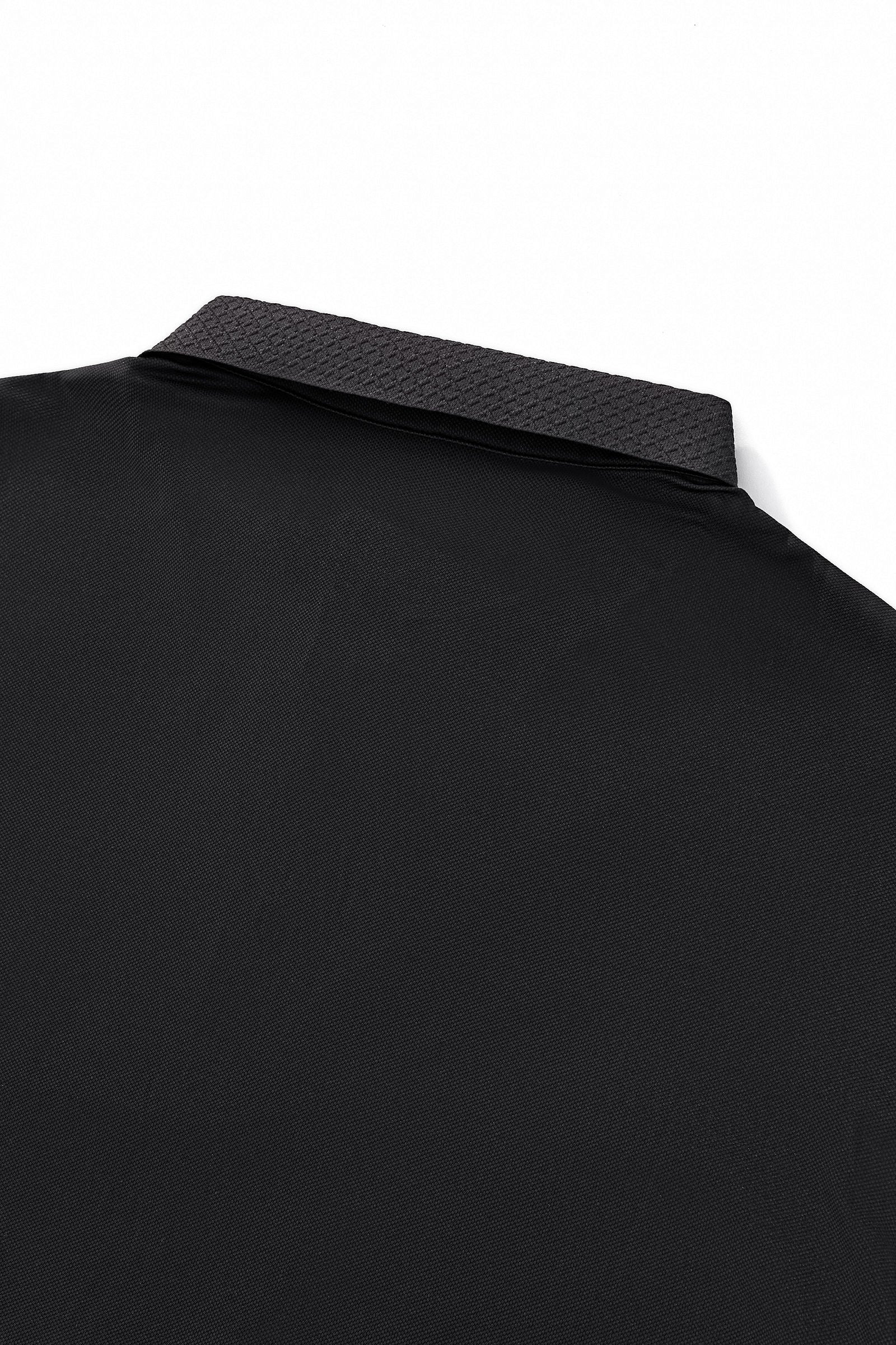 Textured Collar Performance Polo – El Baron BLACK