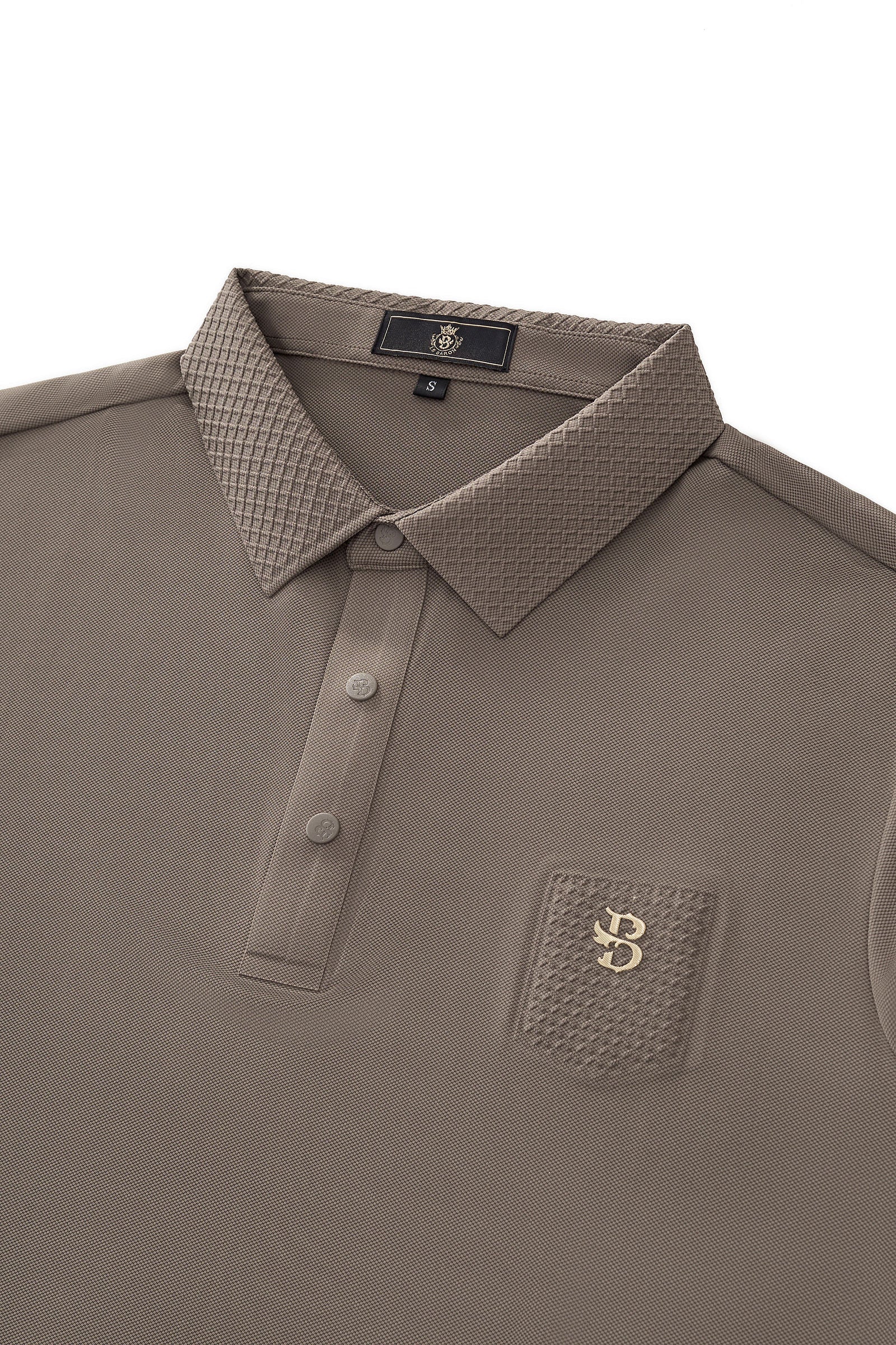 Textured Collar Performance Polo – El Baron KHAKI