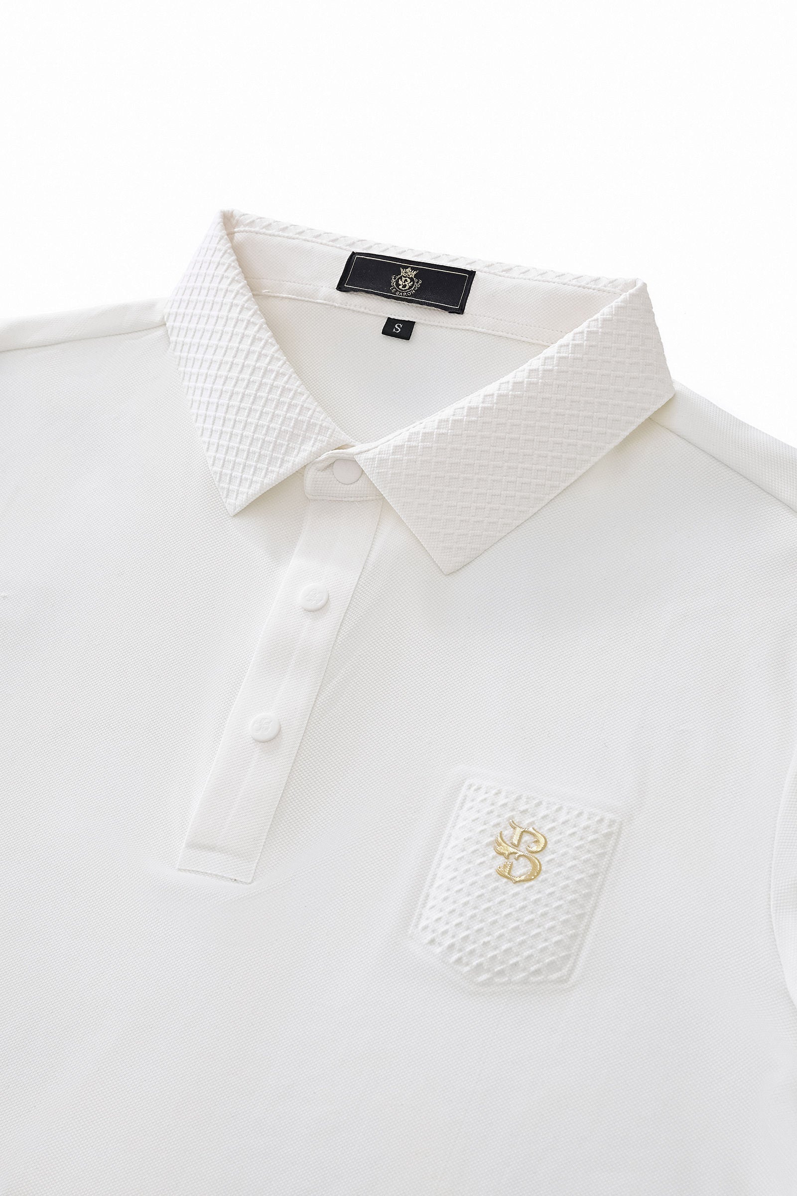 Textured Collar Performance Polo – El Baron WHITE