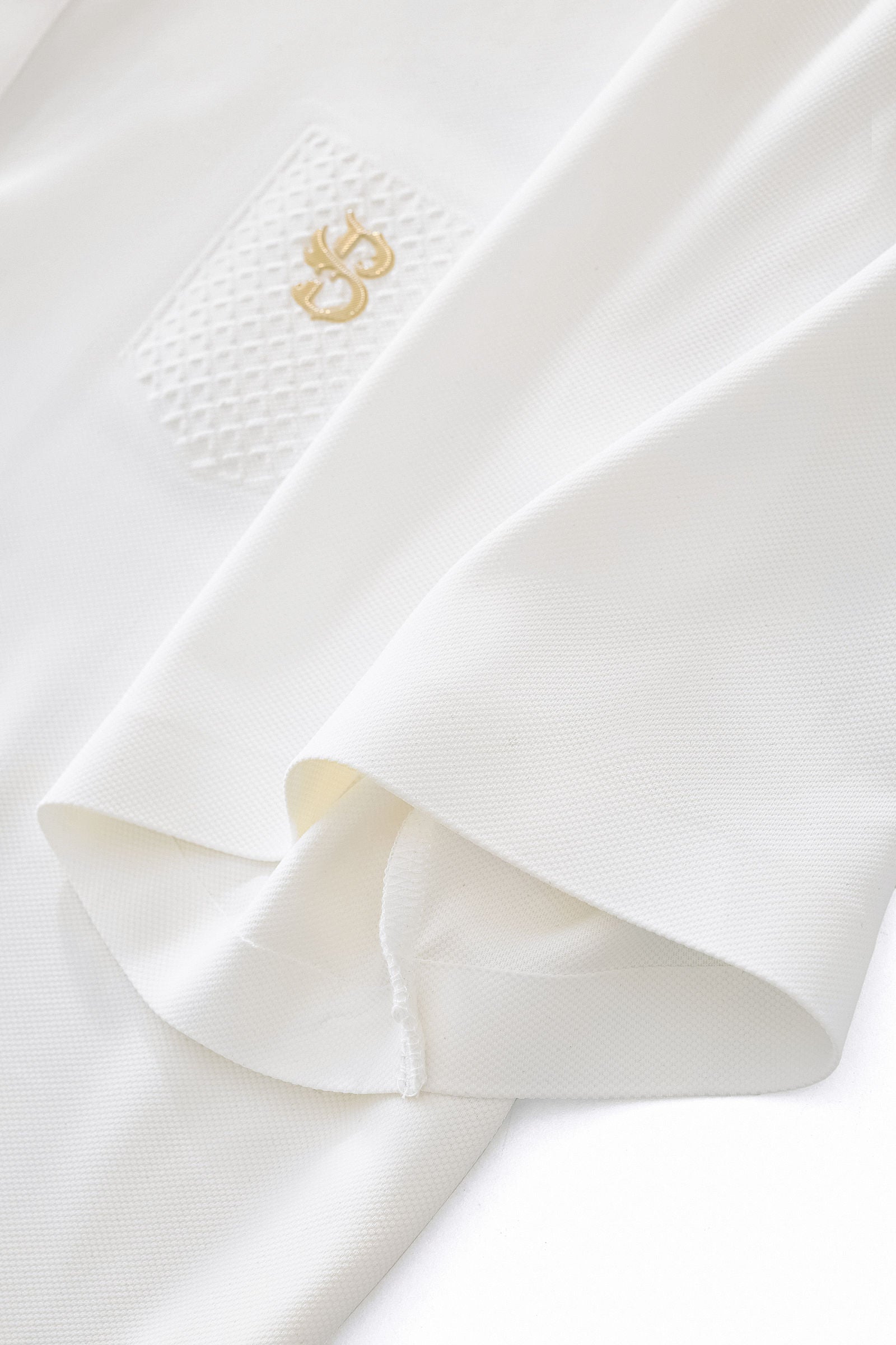 Textured Collar Performance Polo – El Baron WHITE
