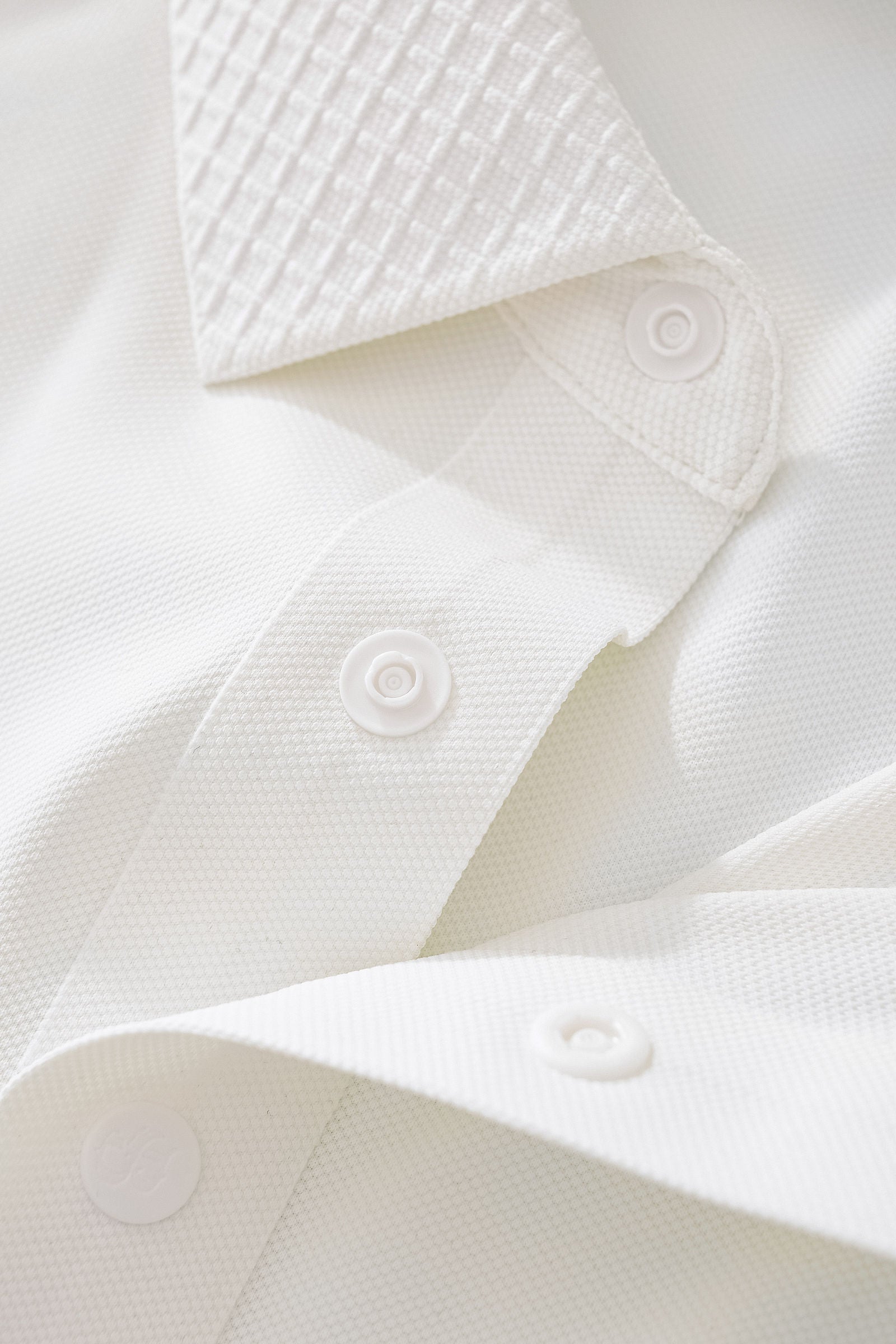 Textured Collar Performance Polo – El Baron WHITE