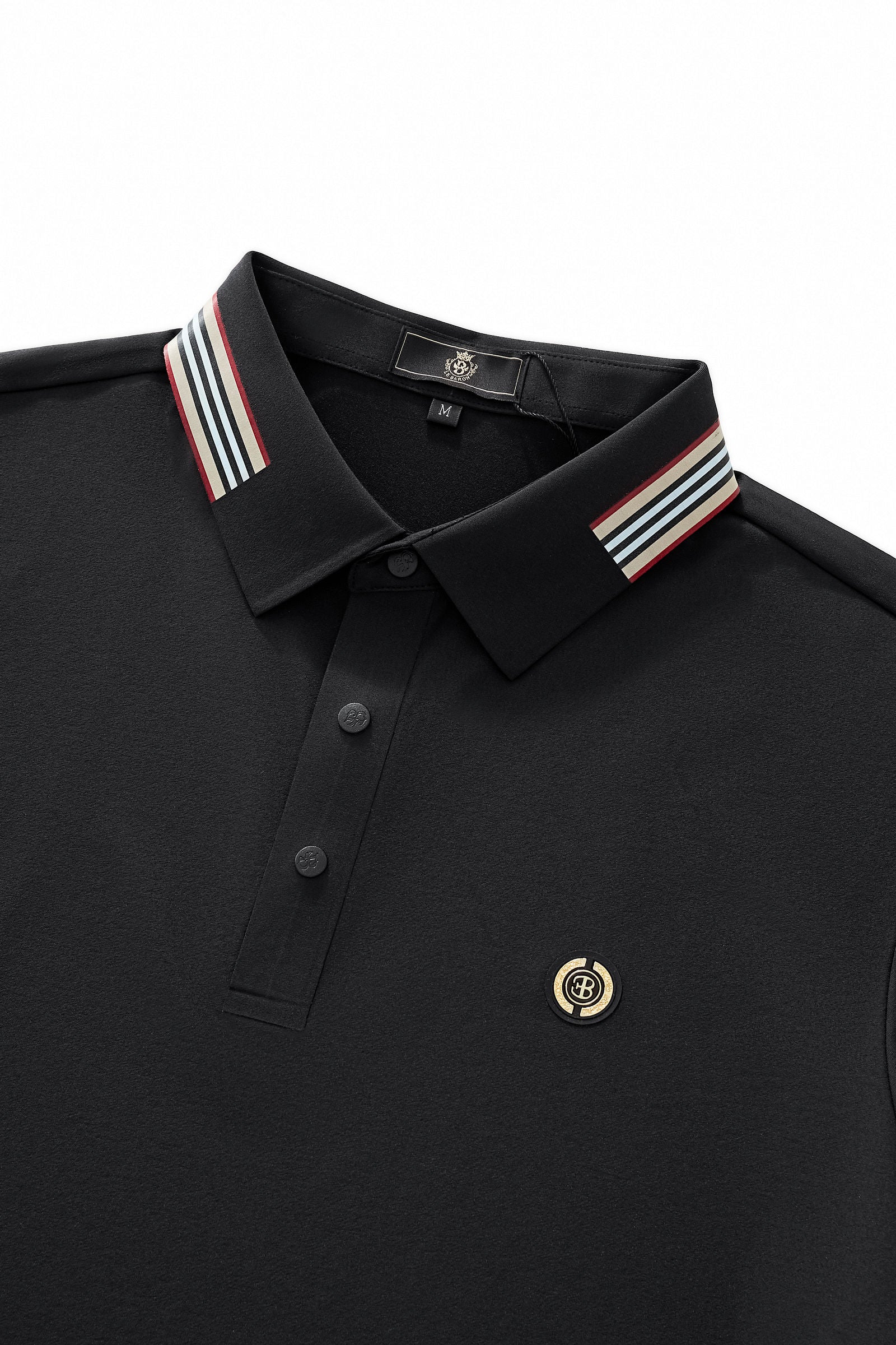 Stripe Collar Performance Polo – El Baron BLACK