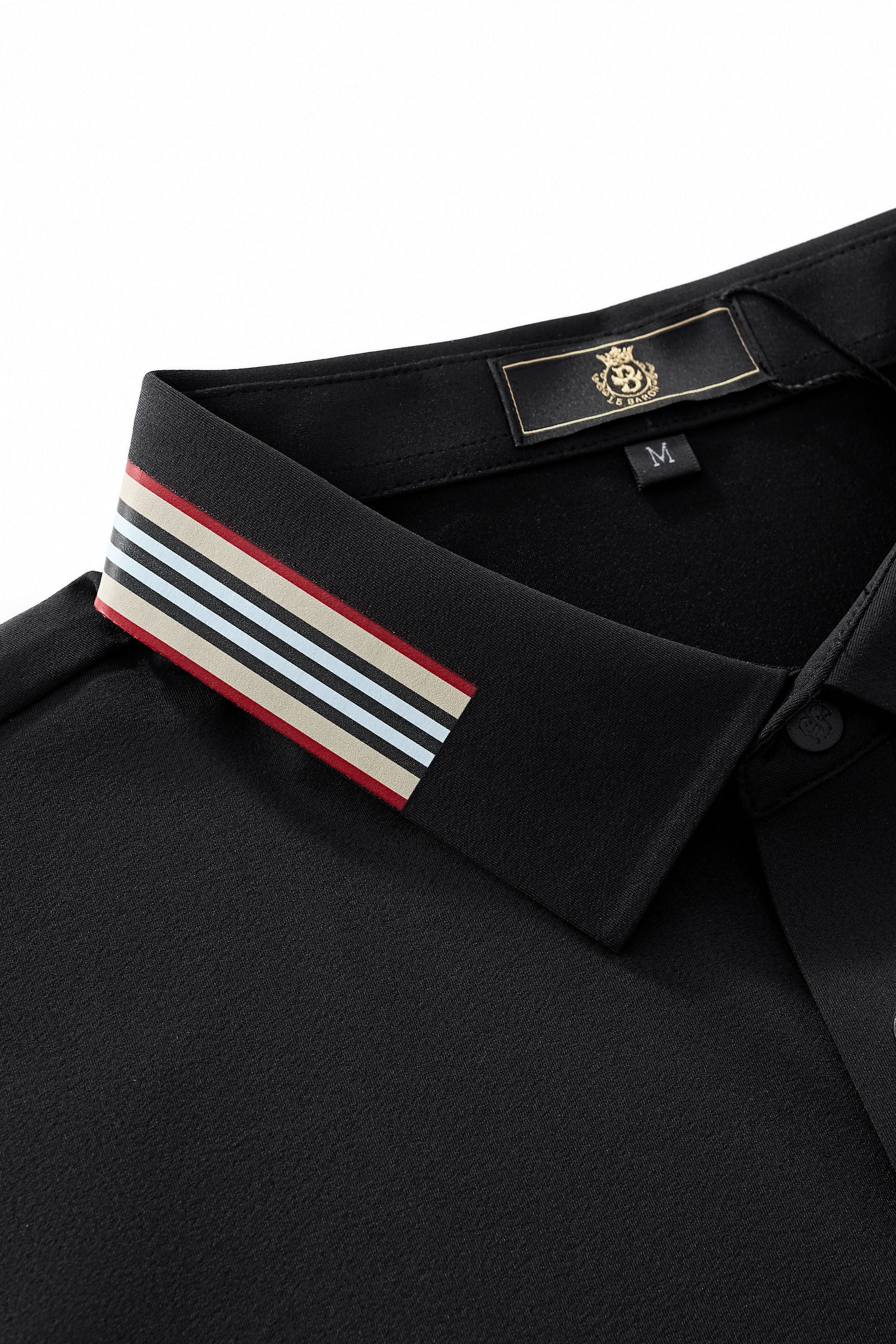 Stripe Collar Performance Polo – El Baron BLACK