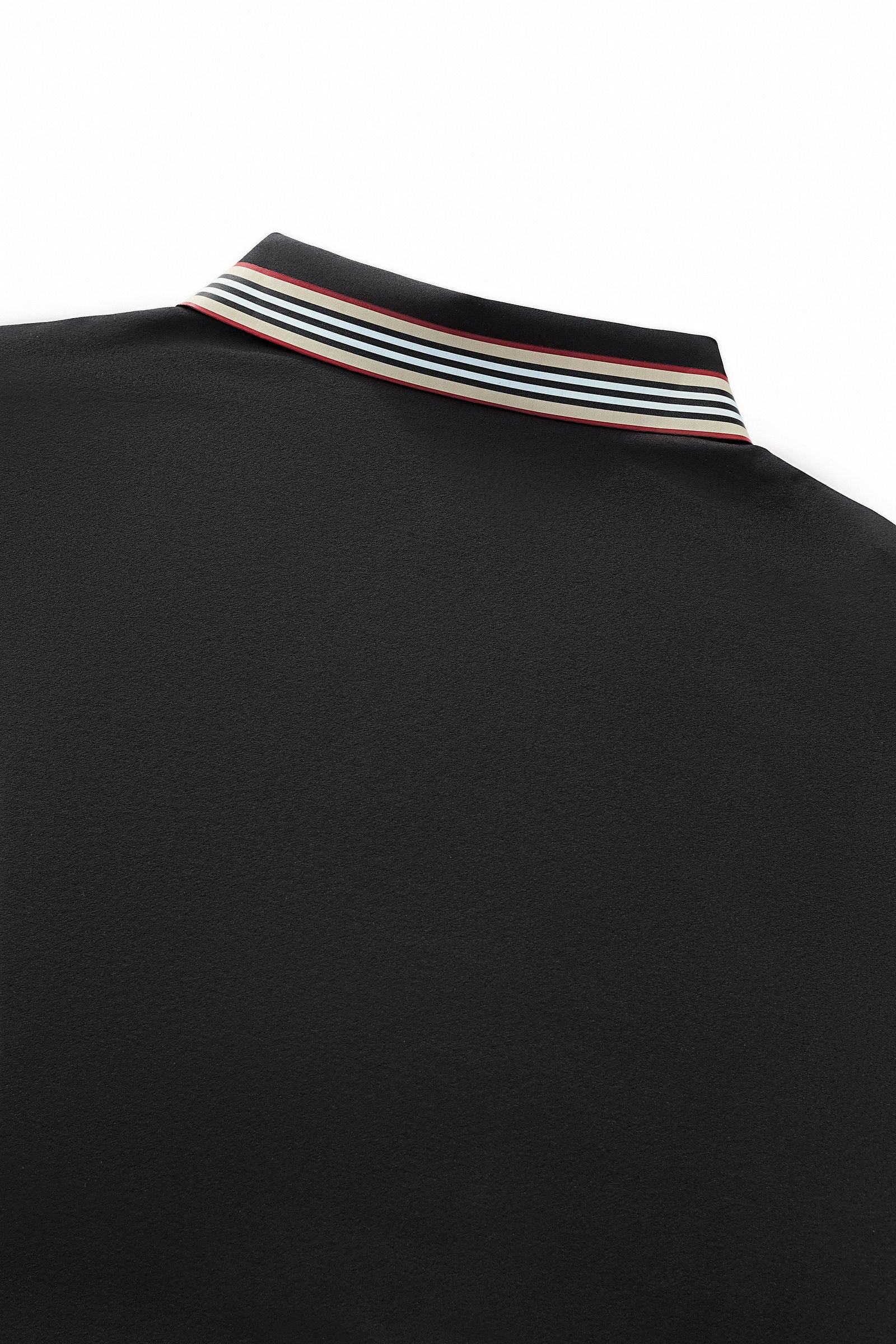 Stripe Collar Performance Polo – El Baron BLACK