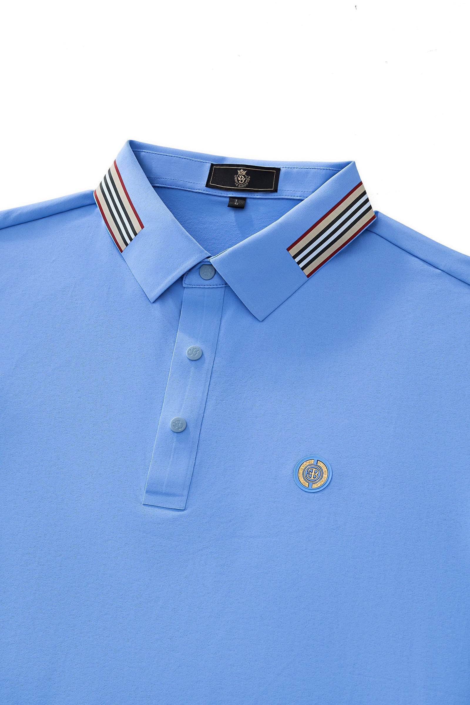 Stripe Collar Performance Polo – El Baron BLUE