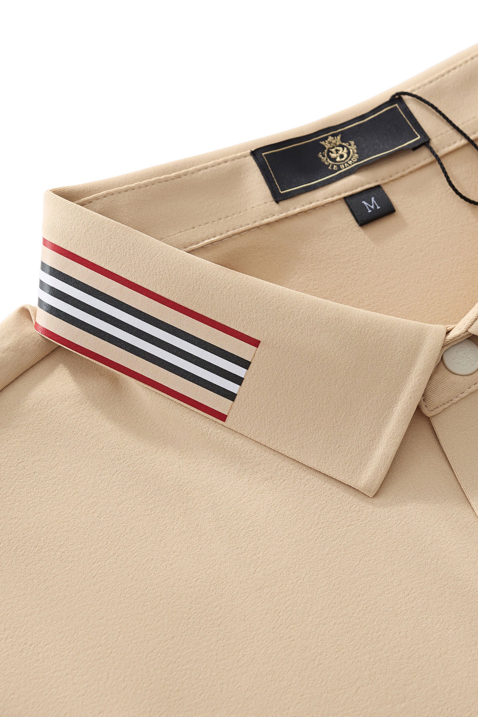 Stripe Collar Performance Polo – El Baron KHAKI