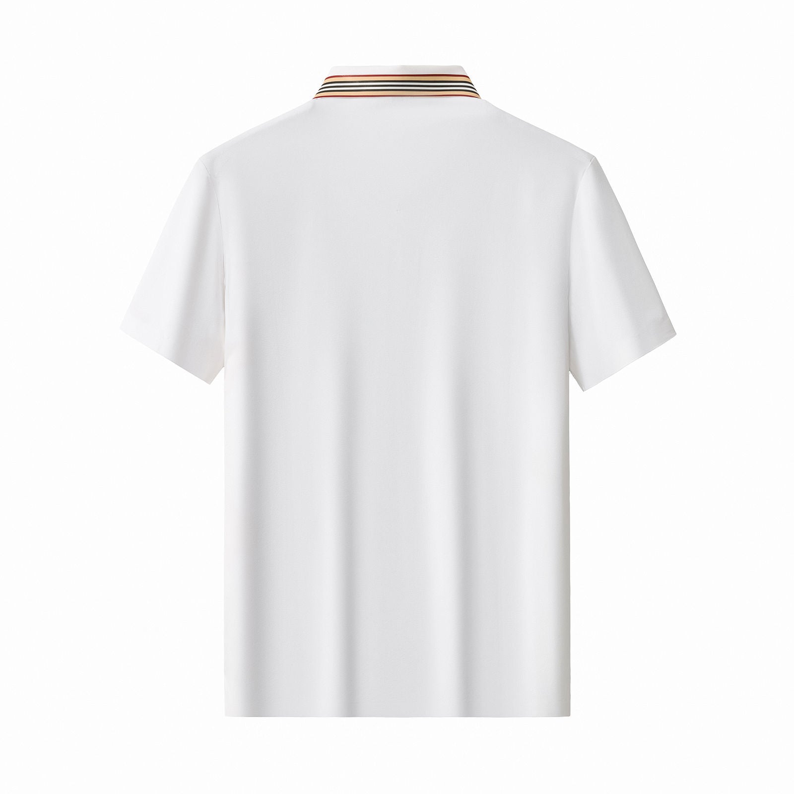 Stripe Collar Performance Polo – El Baron WHITE
