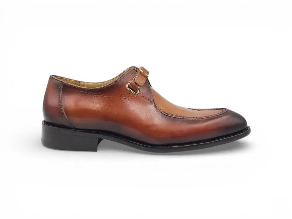 Burnished Moc Toe Single Monk Loafer