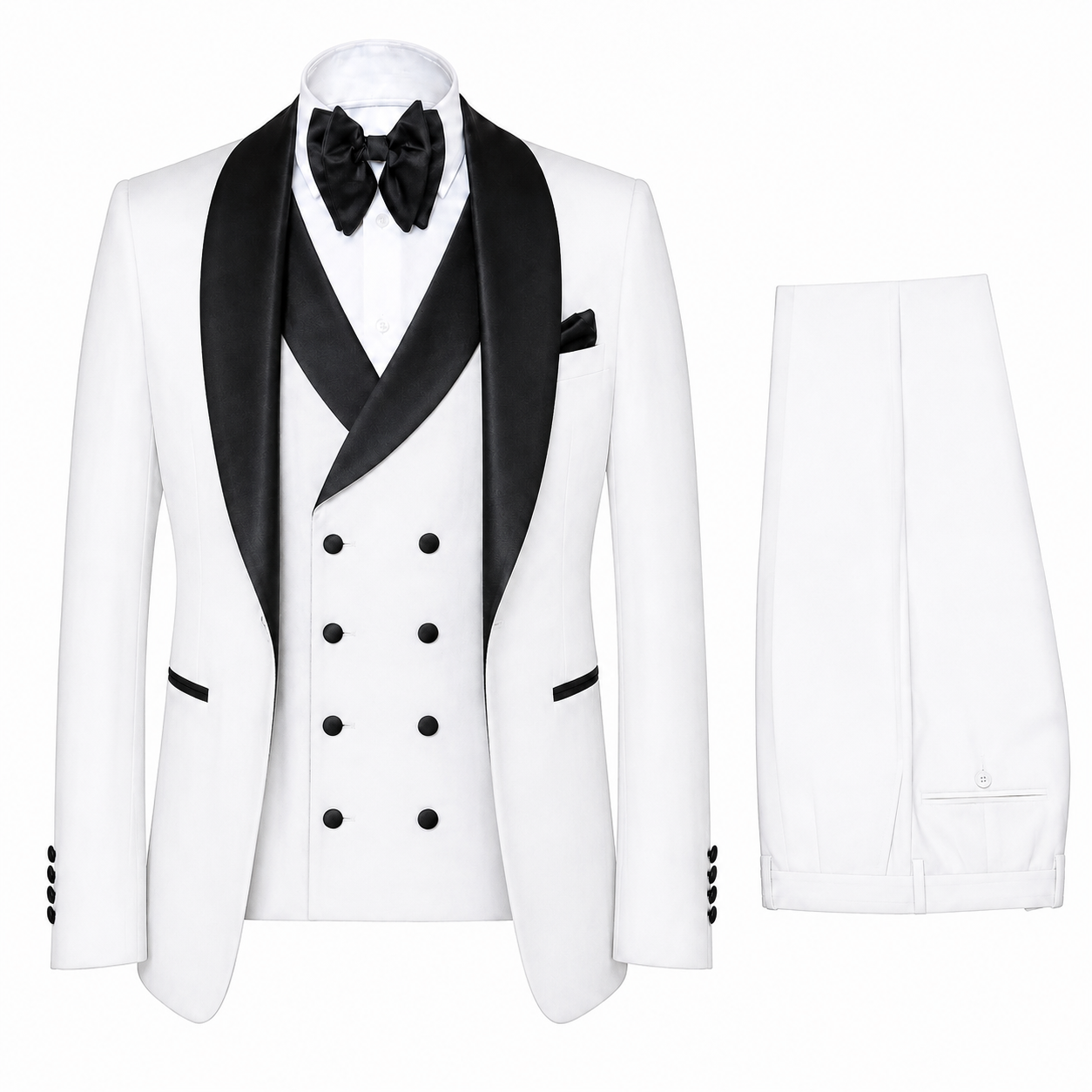 Rossi Man 3 Piece Tuxedo - Black/White RM1960