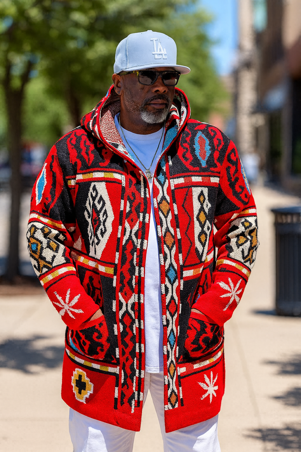 OIM "Canvas" Cardigan 3/4 Length Sweater Jacket (Red)