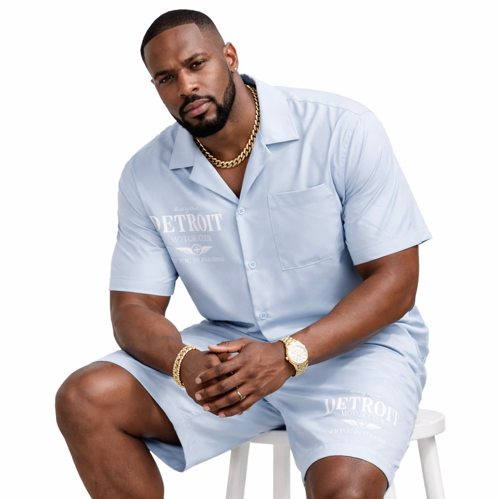 Jordan Craig Men’s Detroit Motor Club Short Set – Gray Sky