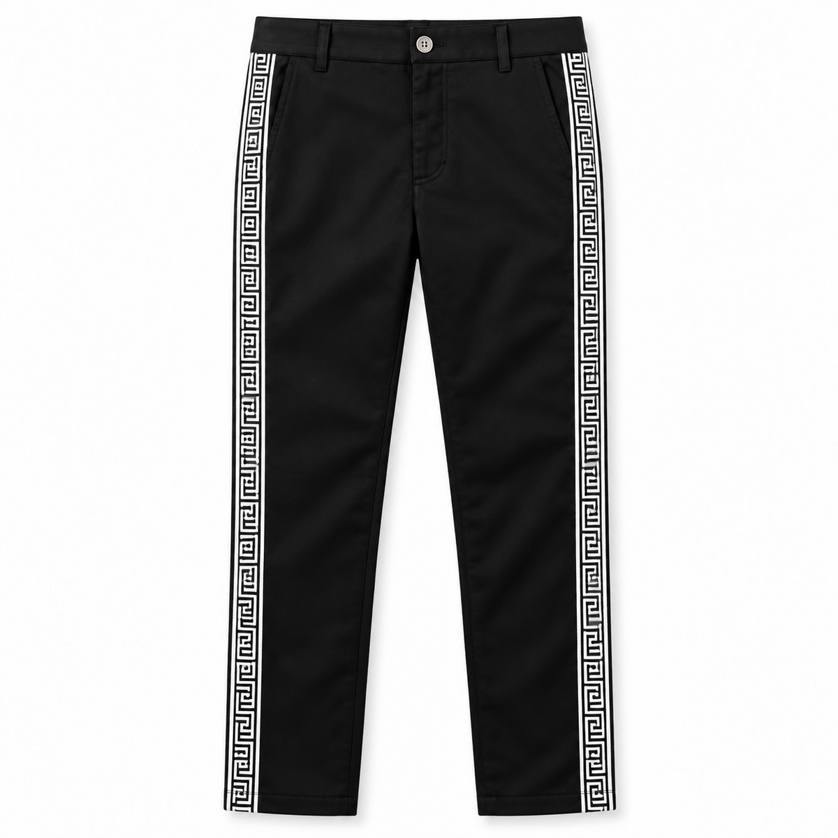 Prestige "Greek Key" Cotton Jean Pant (Black/White)