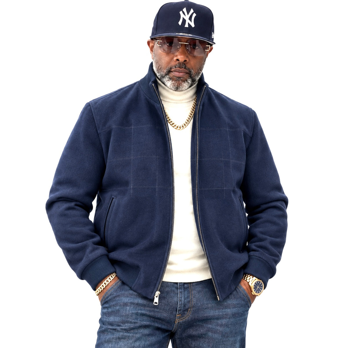 Enzo "Kingston" Car Coat - Navy Blue