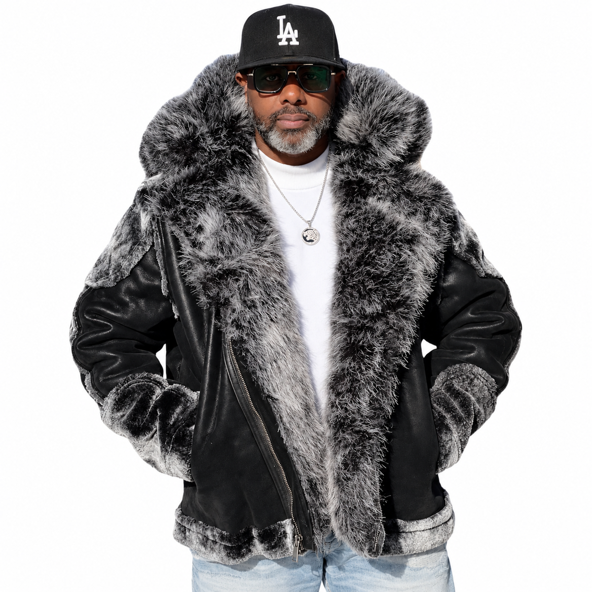 Jordan Craig Motto Faux Suede Shearling Jacket – Black Gray