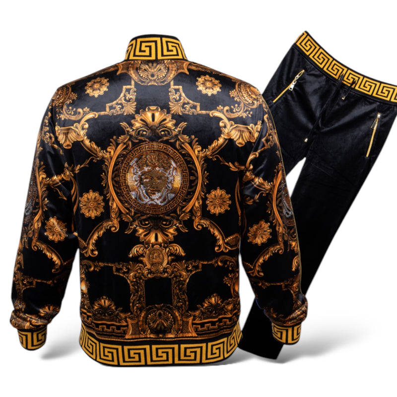 Prestige Reversible "Hot Fix" Velour Jogger Set (Black/Gold) 175