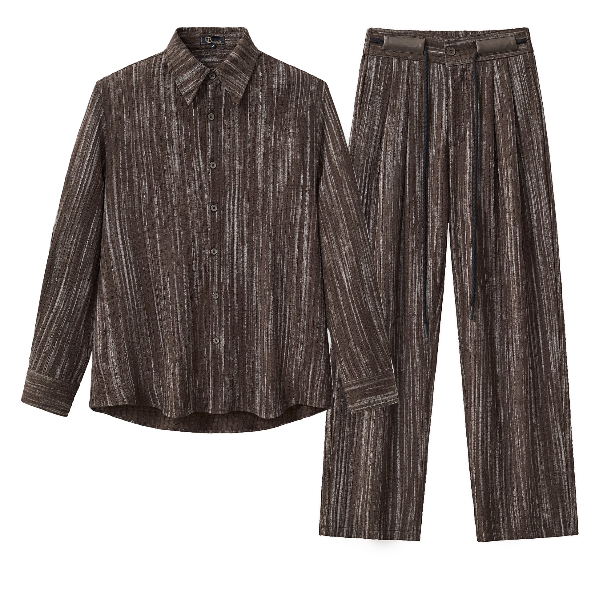Canyon Set – Printed LS Shirt & Pleated pant BROWN