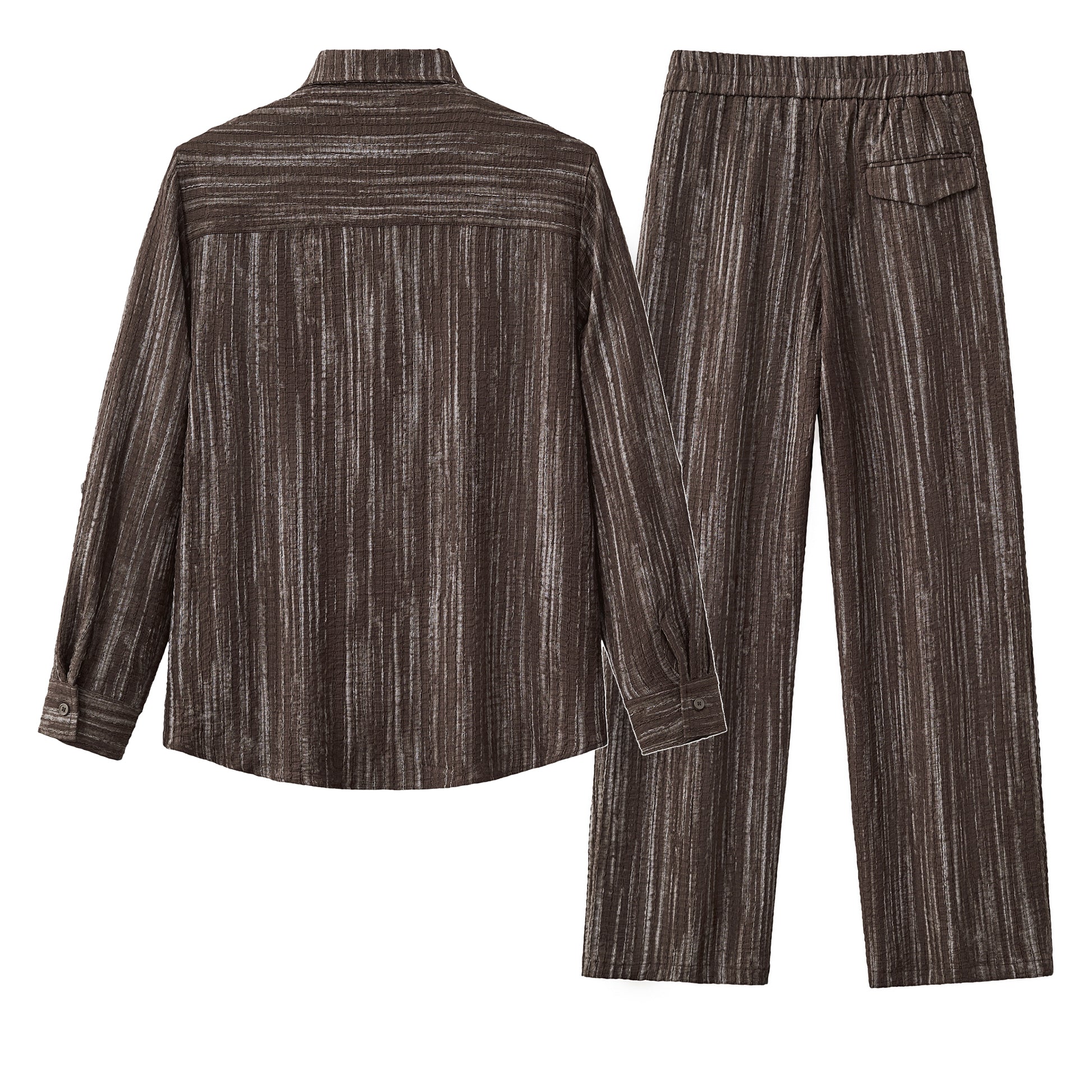 Canyon Set – Printed LS Shirt & Pleated pant BROWN