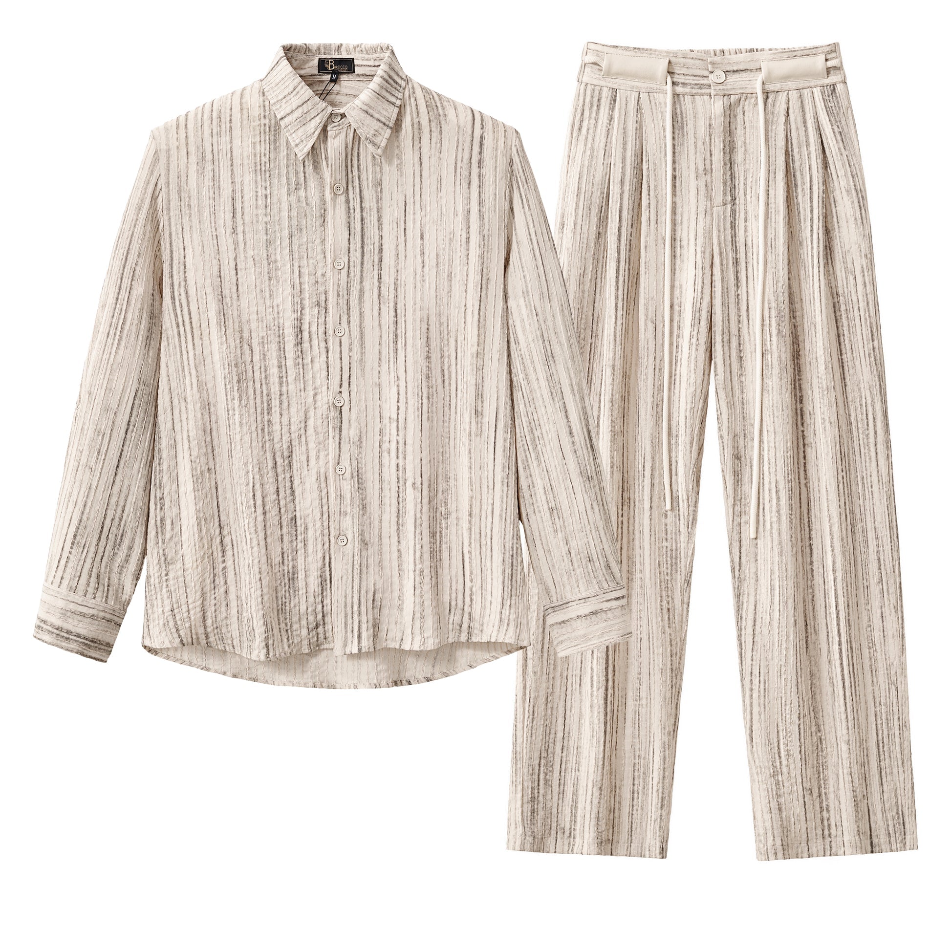 Canyon Set – Printed LS Shirt & Pleated pant TAUPE