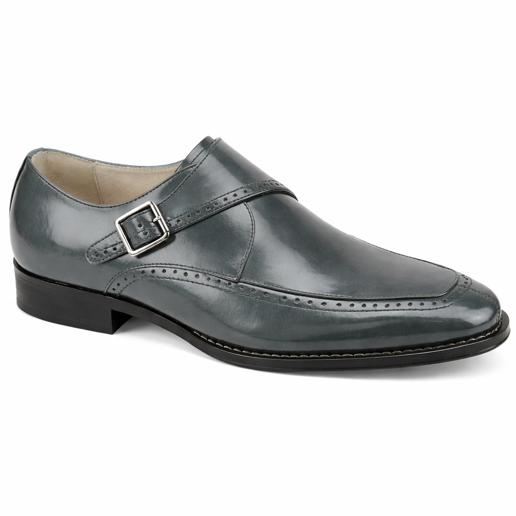 Giovanni Amato Men’s Genuine Leather Monk Strap Dress Shoe - Grey