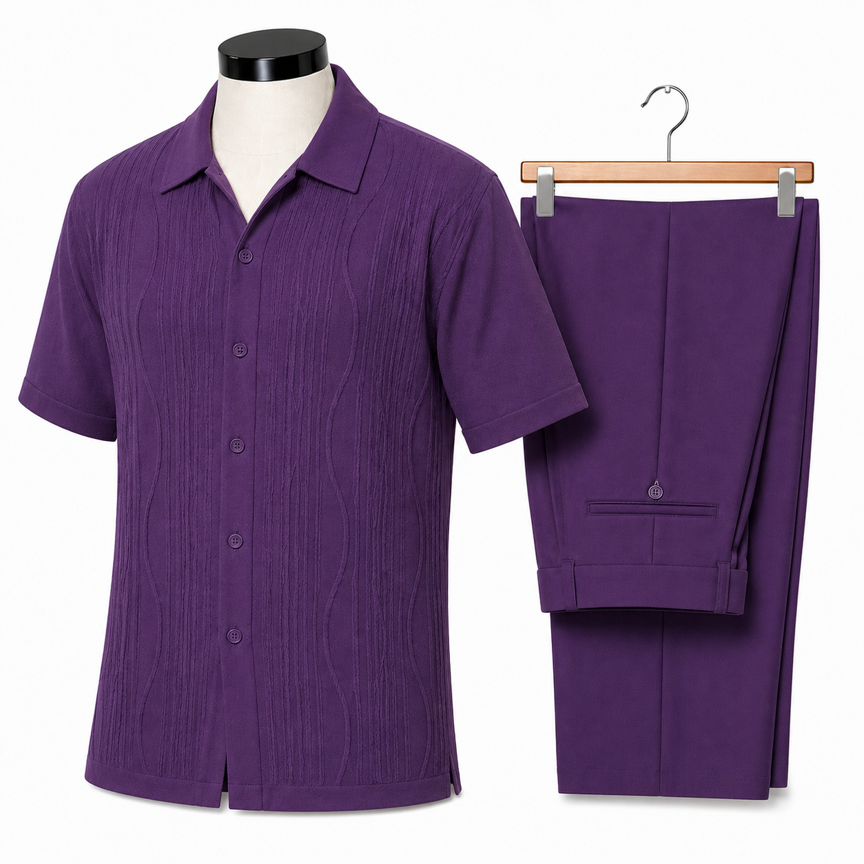 Silversilk Men’s 2-Piece Walking Suit – Knit Set – Purple 21001