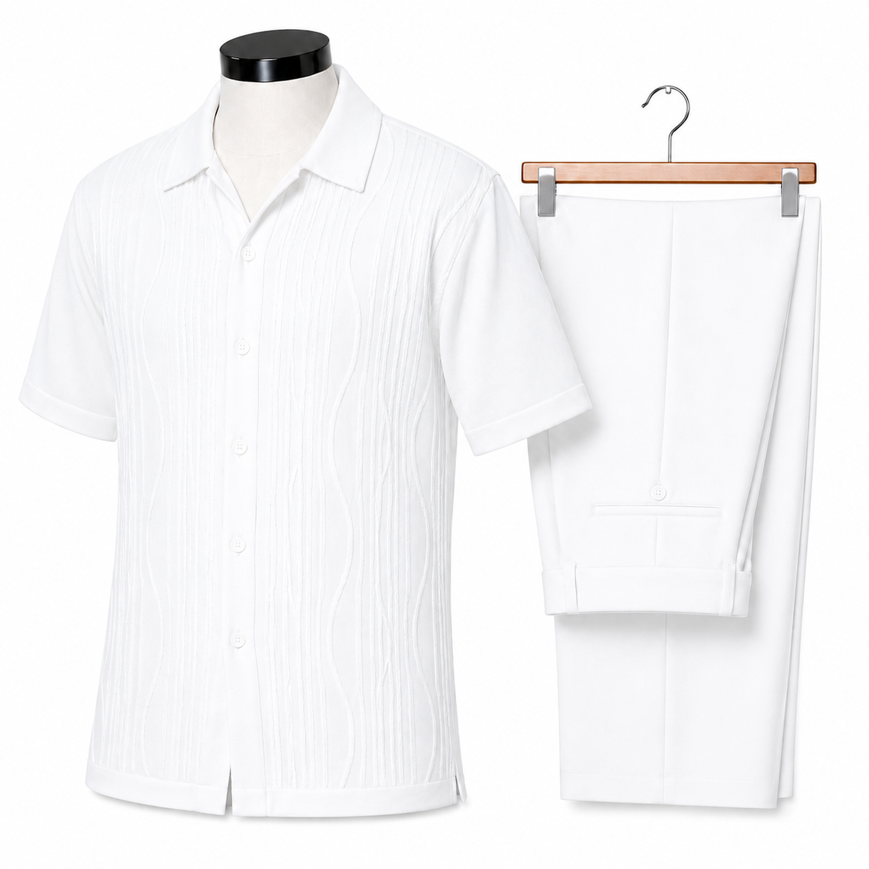 Silversilk Men’s 2-Piece Walking Suit – Knit Set – Pure White 21001
