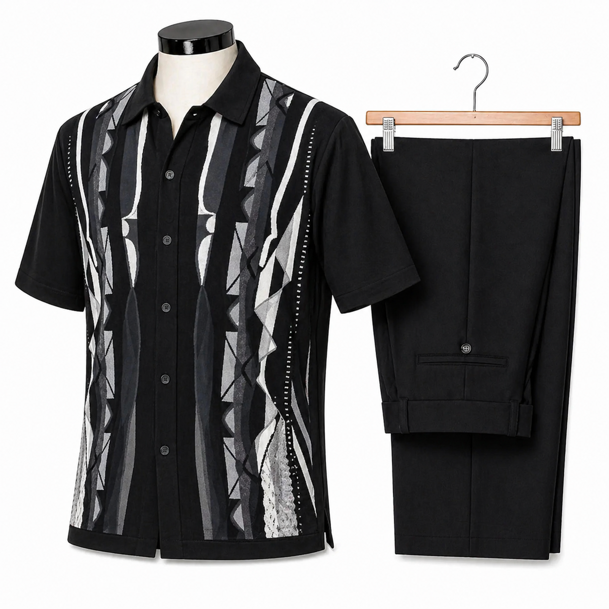 Silversilk Men’s 2-Piece Walking Suit – Knit Set – Black 21017