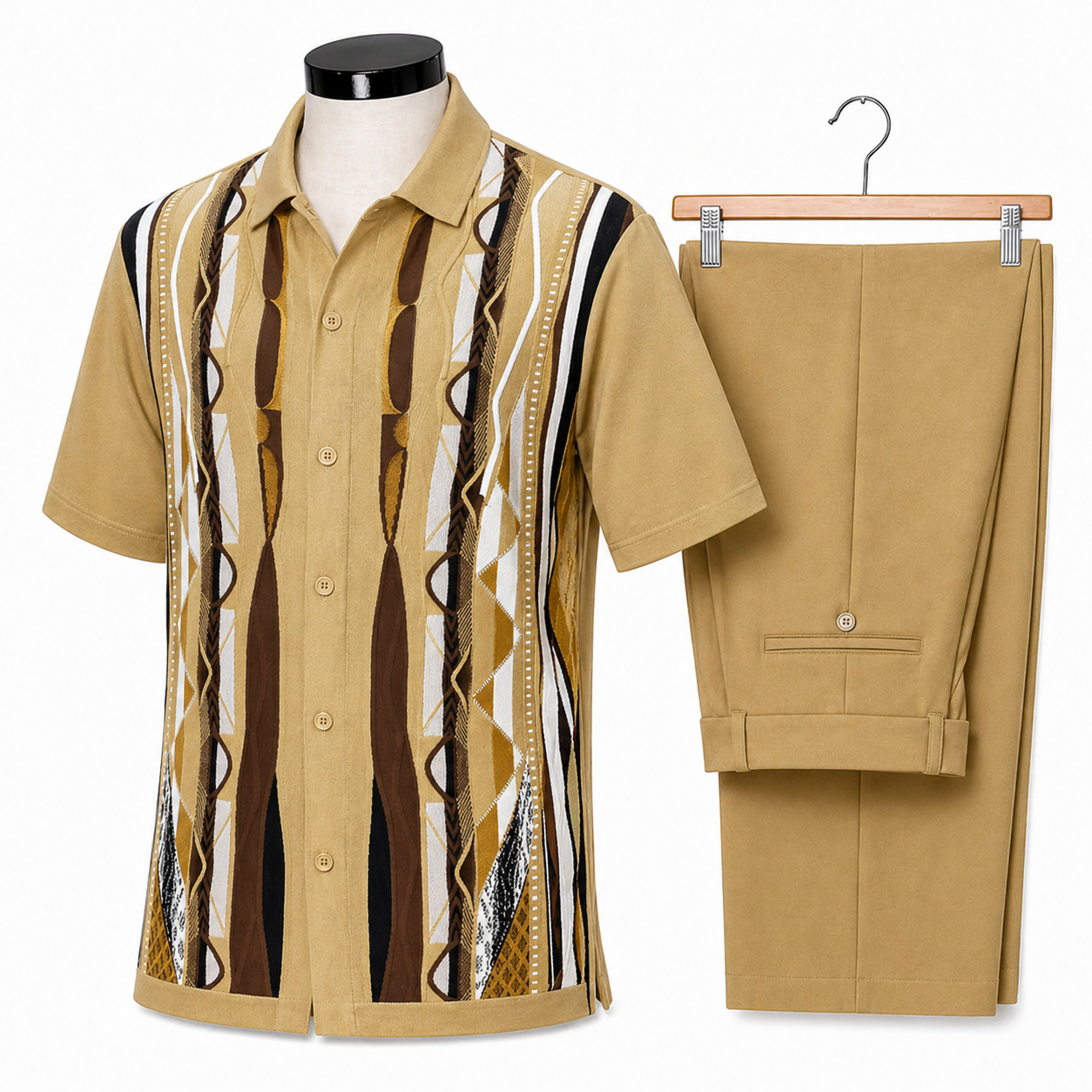 Silversilk Men’s 2-Piece Walking Suit – Knit Set – Khaki 21017